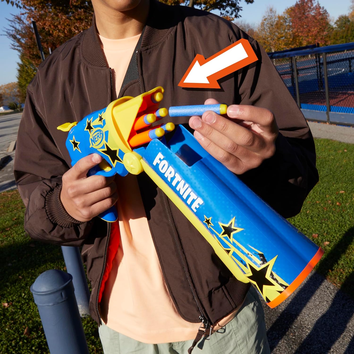 Nerf Fortnite Blaster β Half Tone Hero Wrap | Break Open Barrel, 12 Elite Darts Toy