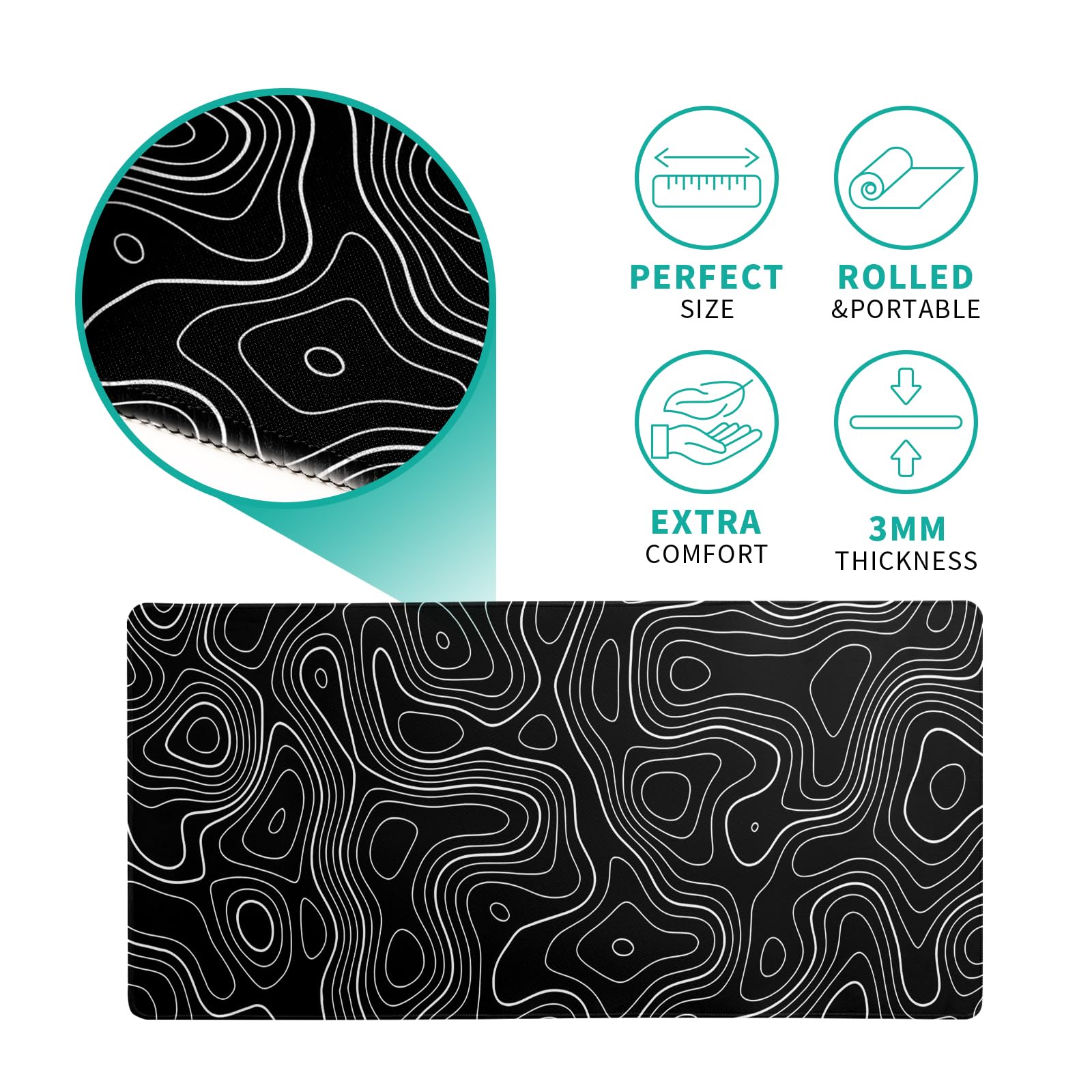 Mountain Gaming Mouse Pad 27.6x11.8 Inch Forest Large Mousepad Extended Grey Mousepad Gaming Non-Slip Rubber Base Stitched Edges Keyboard Mouse Mat Desk Pad for Office Home and Game