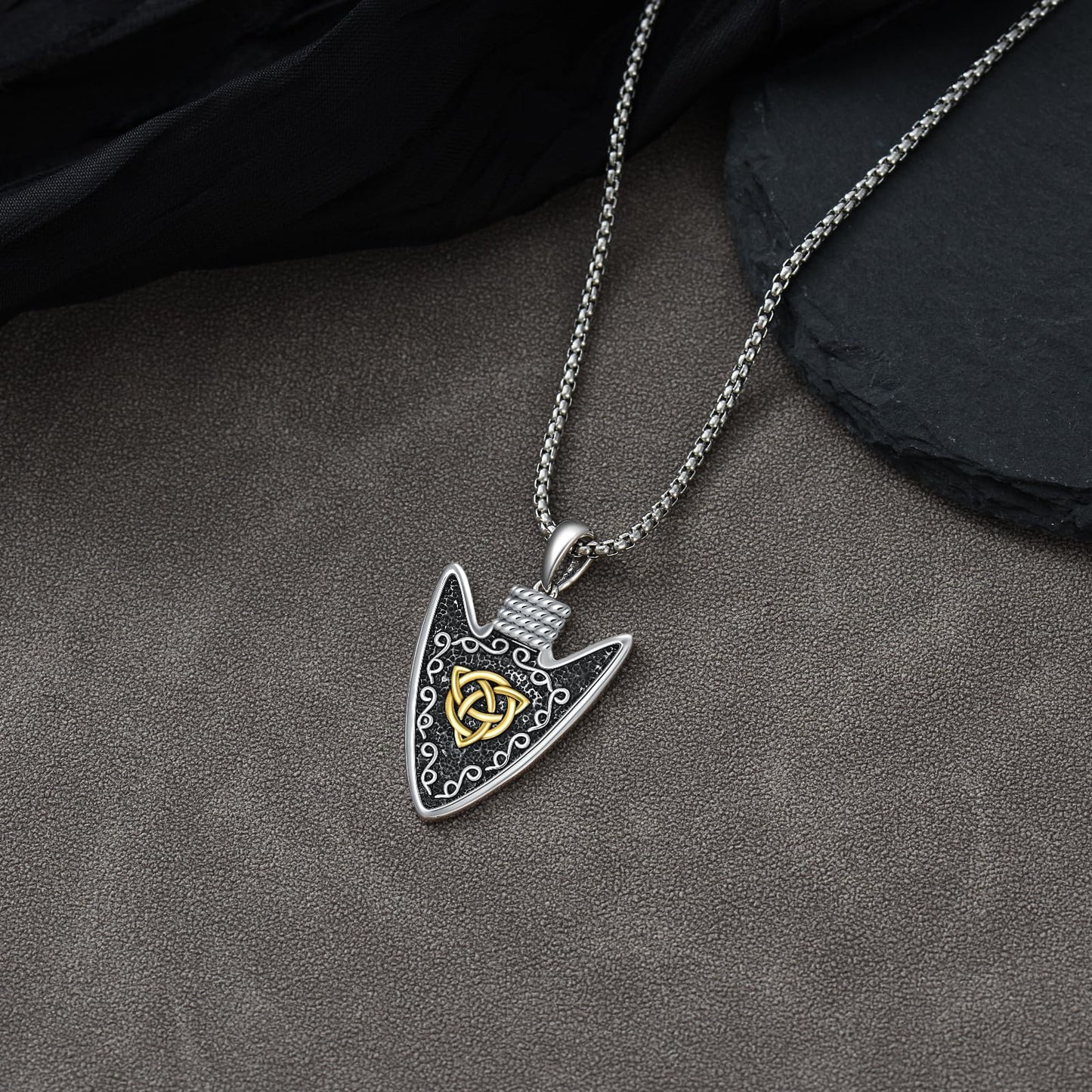 Viking Necklace for Men Sterling Silver Arrowhead/Therian/Raven/Thors Hammer Pendant Necklaces Jewelry Gifts for Men Women