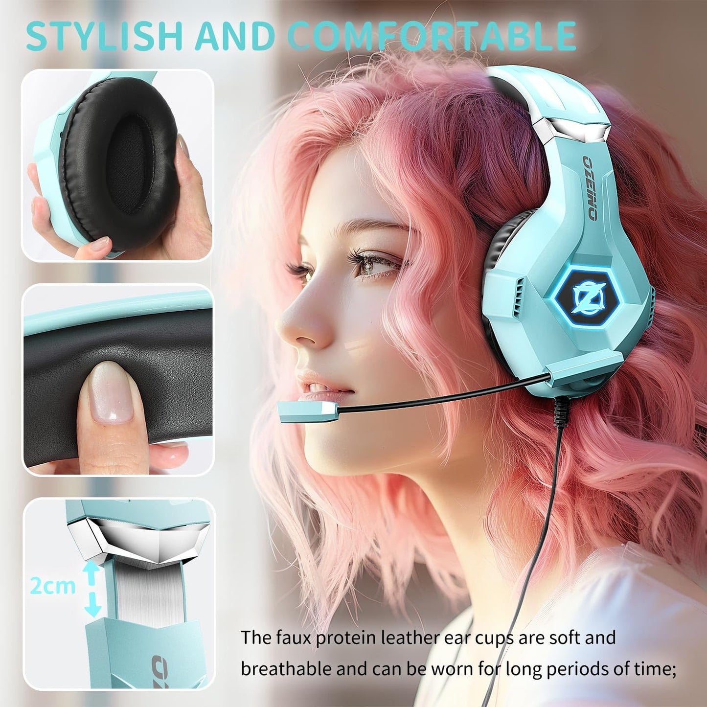 Gaming Headset PS4 Headset, Xbox Headset with 7.1 Surround Sound, Gaming Headphones with Noise Cancelling Mic RGB Light Memory Earmuffs for PC, PS5, PS4, Xbox Series X/S, Xbox one, Switch - Gapo Goods - Computer PC Gaming Accessories