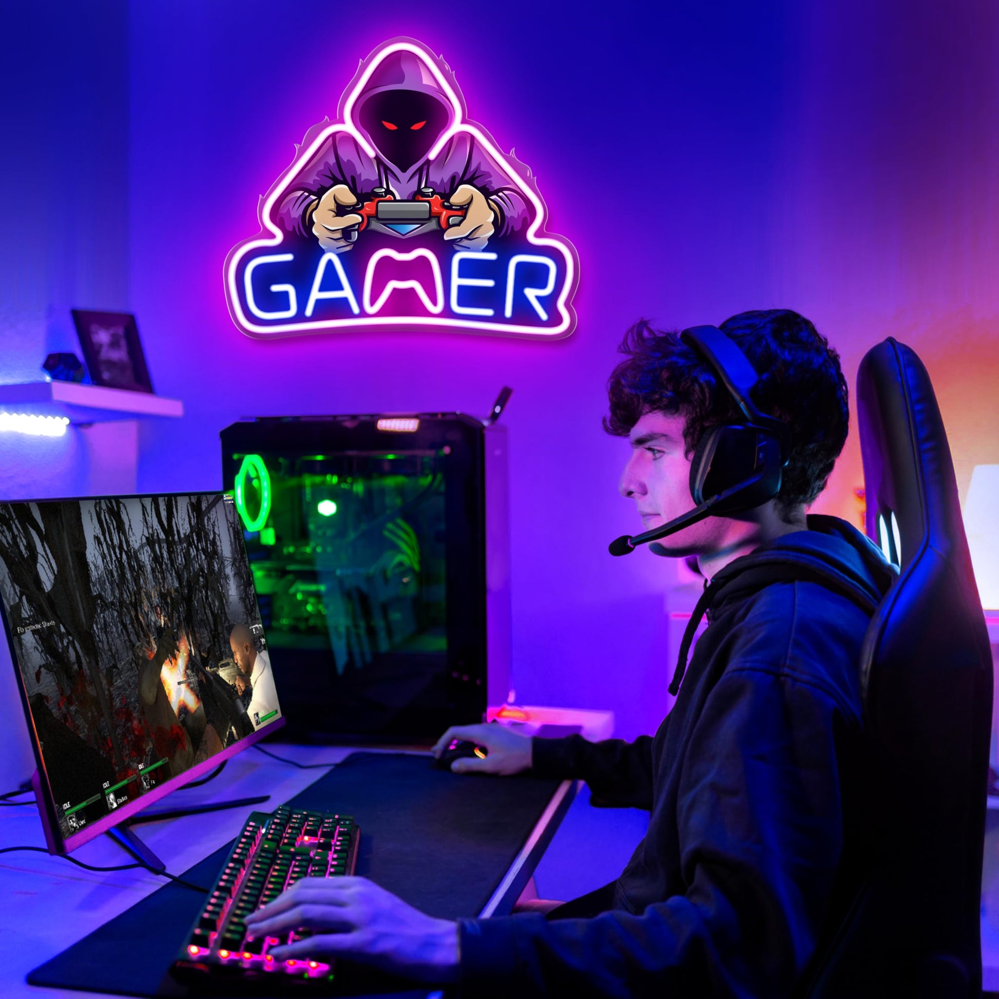 Gaming Neon Sign - LED Neon Light for Game Room Decoration | Teen Gamer Gift Home Decor