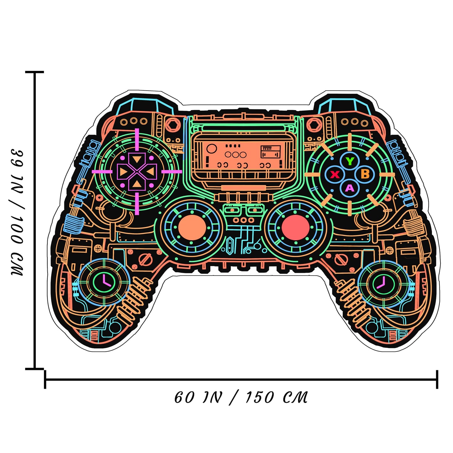 Gaming Rug Teen Boys Carpet Glow in The Blacklight Gamer Rug for Boys Room Playroom Non-Slip Area Rug Kids Boys Girls Game Room Casual Mat (60"x39")