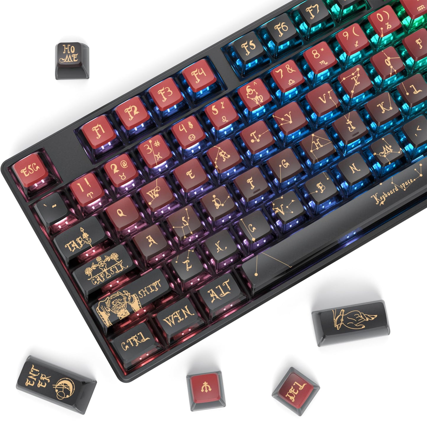 GTSP 61 Keycaps 60 Percent, Ducky One 2 Mini Keycaps for Mechanical Keyboard OEM Profile RGB PBT Keycap Set with Key Puller for Cherry MX Switches SK 61/Joker (Only keycaps) Blue