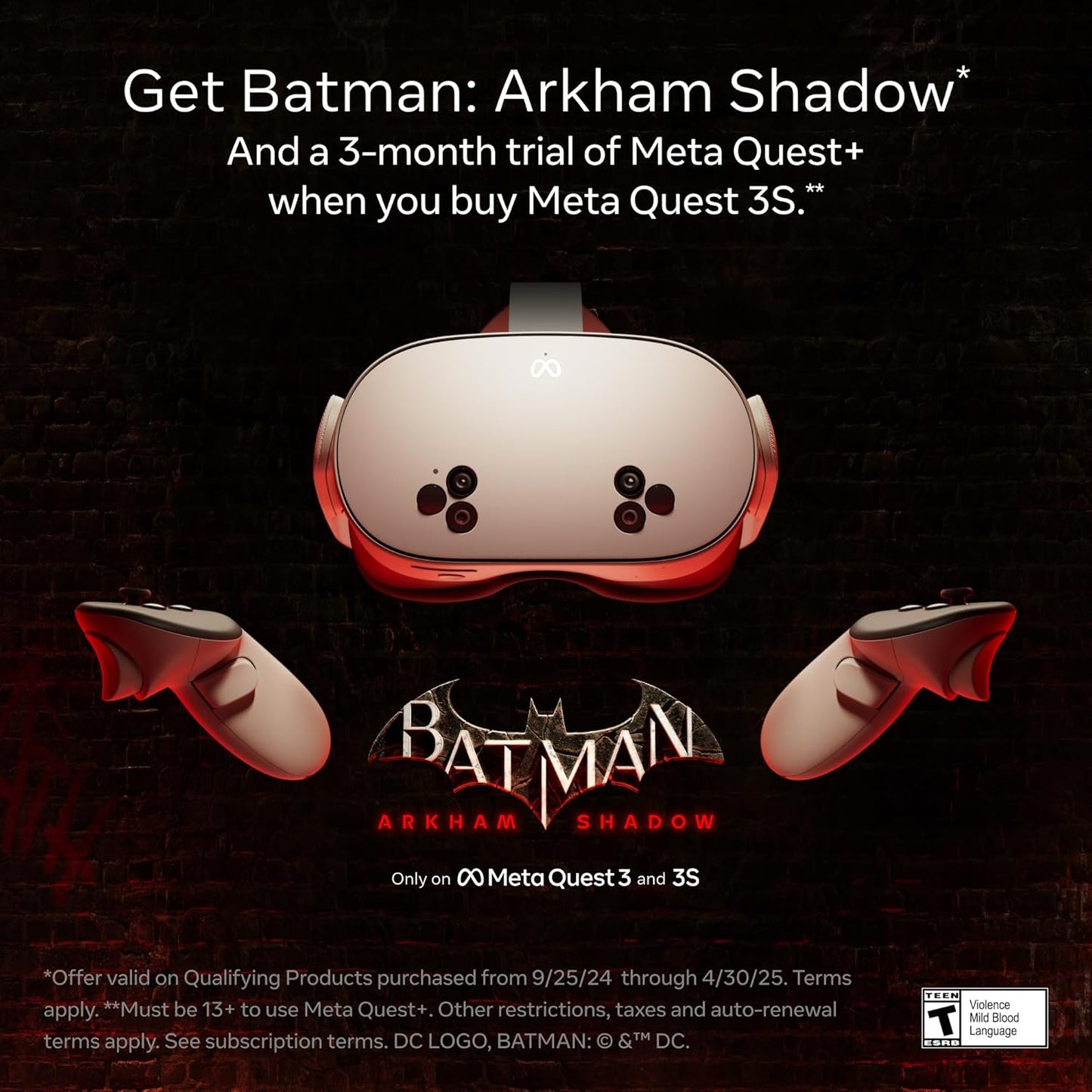 Meta Quest 3S Headset β All-in-One VR Gaming System With 128GB Storage & Batman Arkham Games