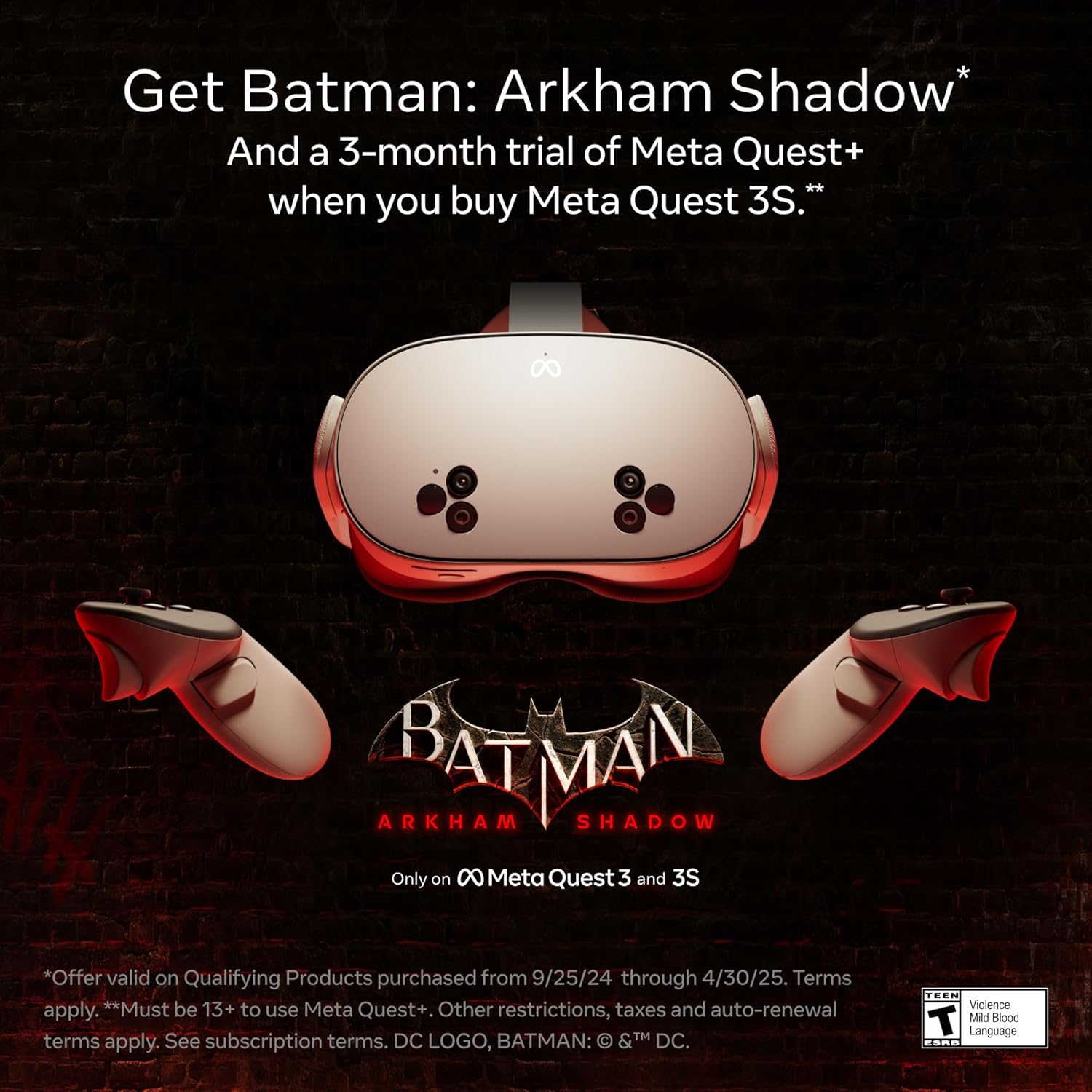 Meta Quest 3S Headset β All-in-One VR Gaming System With 128GB Storage & Batman Arkham Games