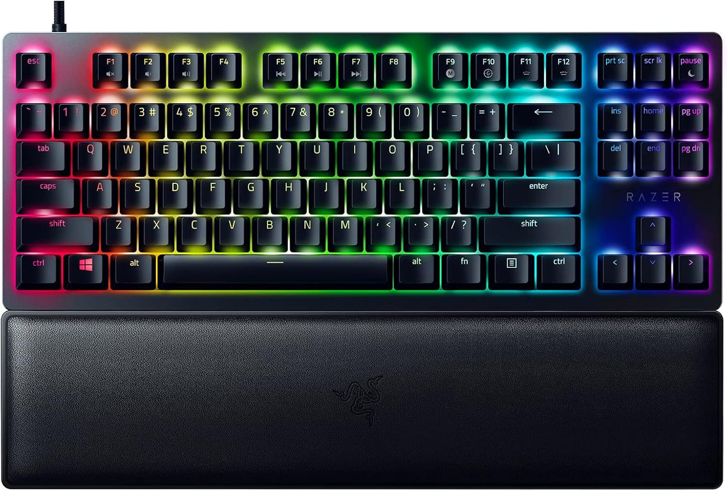Razer Huntsman V2 Optical Gaming Keyboard: Linear Optical Switches - 8000Hz Polling Rate - Doubleshot PBT Keycaps - Dedicated Media Keys & Dial - Ergonomic Wrist Rest - Snap Tap Classic Black Huntsman V2 TKL Linear Optical Switches