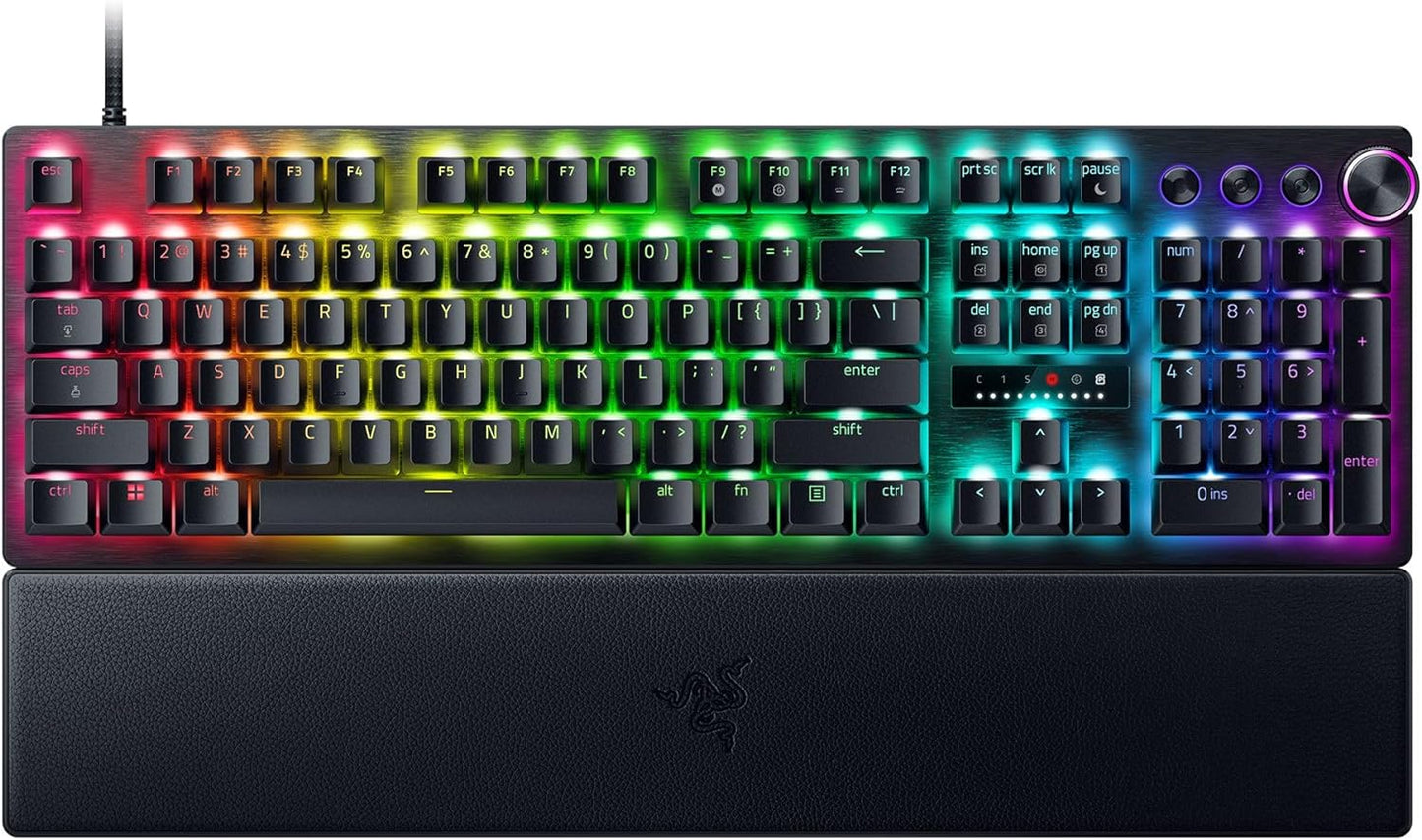 Razer Huntsman V3 Pro TKL Esports Gaming Keyboard: Analog Optical Switches - Razer Snap Tap - Rapid Trigger - Adjustable Actuation - Media Keys & Dial - Doubleshot PBT Keycaps - Wrist Rest - Black Full Size