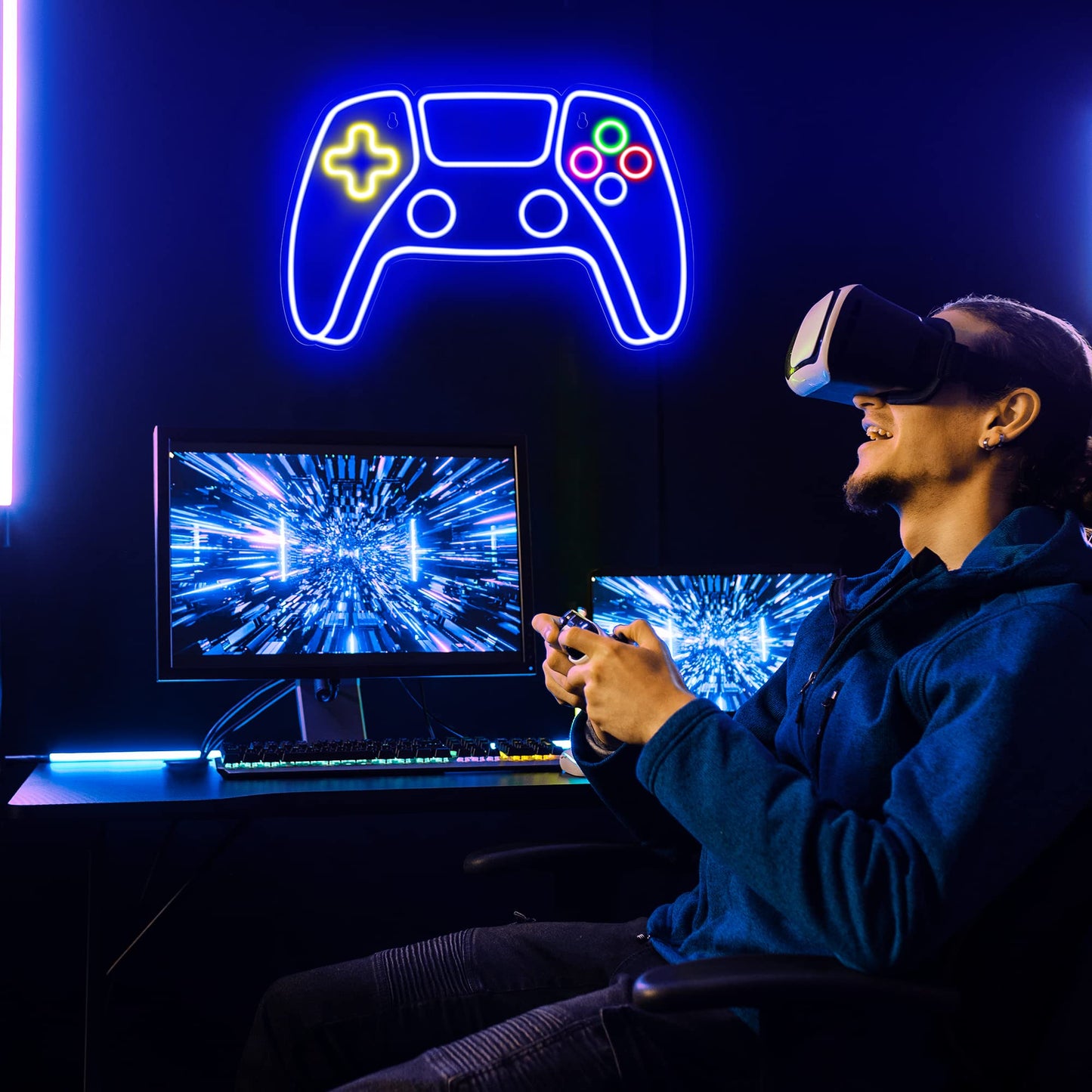 Kavaas Gamer Neon Sign, UV Printed Gaming Neon Sign for Gamer Room Decor - LED Video Game Neon Lights for Bedroom Boys, Gaming Wall decor - Best Gamer Gifts for Teenage Boys, Christmas