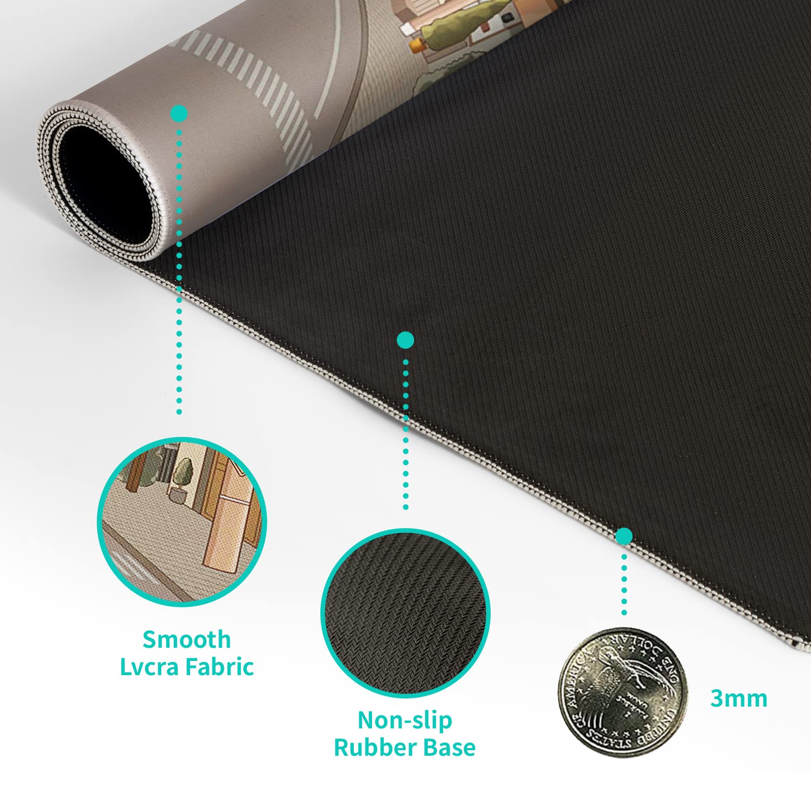 Gaming Mouse Pad – Large Non Slip Mouse Mat with Sea Wave Design, 31.5x11.8 Inch Mousepad