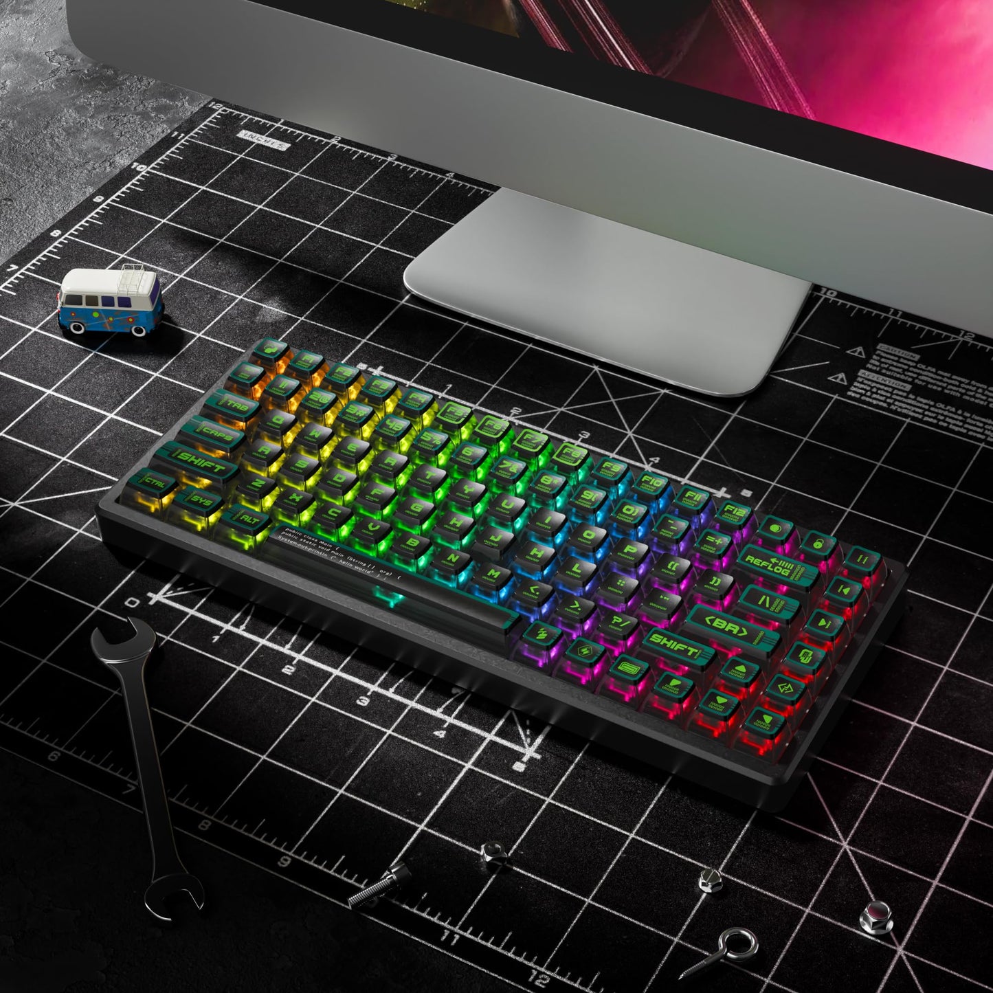 GTSP 61 Keycaps 60 Percent, Ducky One 2 Mini Keycaps for Mechanical Keyboard OEM Profile RGB PBT Keycap Set with Key Puller for Cherry MX Switches SK 61/Joker (Only keycaps) Blue