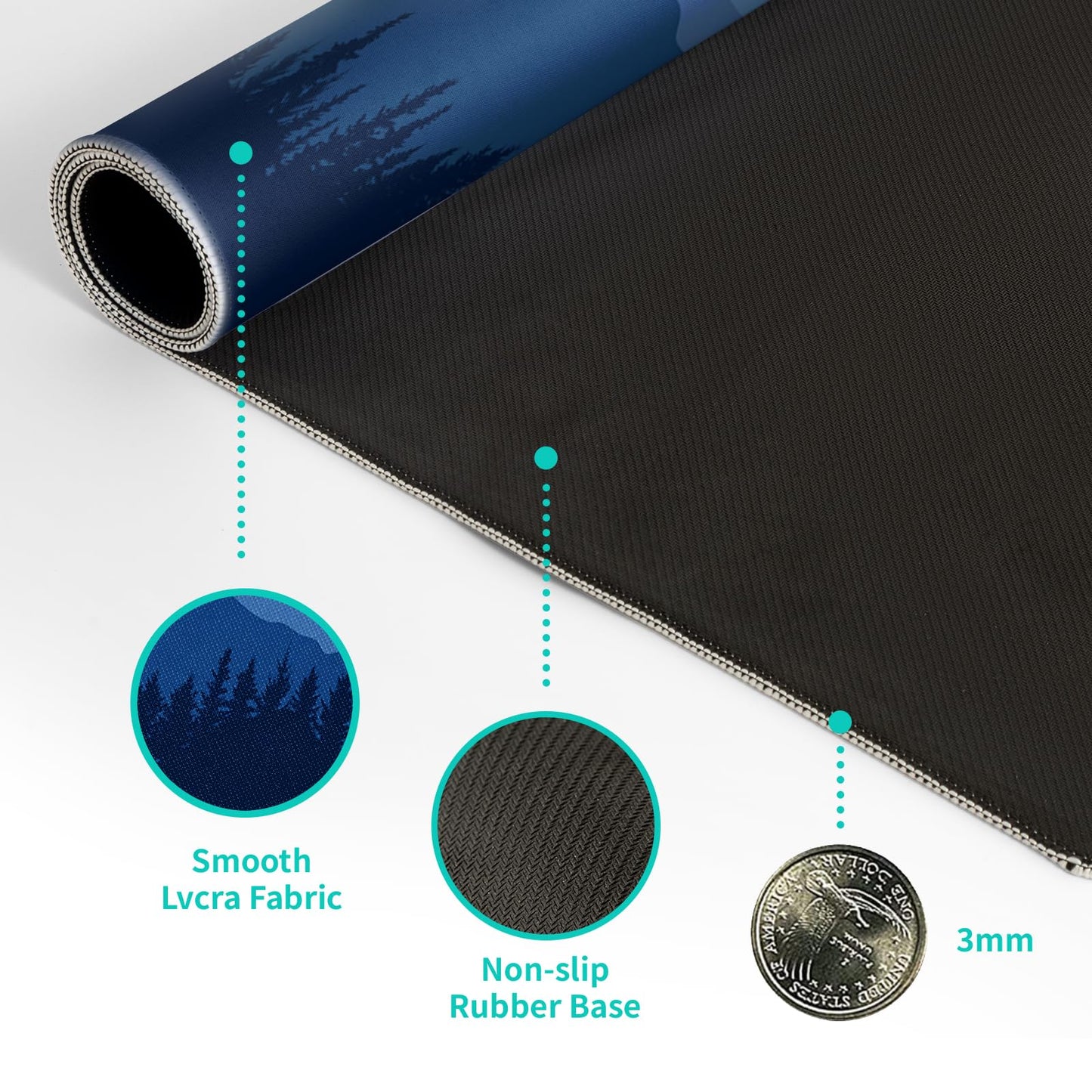 Mountain Gaming Mouse Pad 27.6x11.8 Inch Forest Large Mousepad Extended Grey Mousepad Gaming Non-Slip Rubber Base Stitched Edges Keyboard Mouse Mat Desk Pad for Office Home and Game