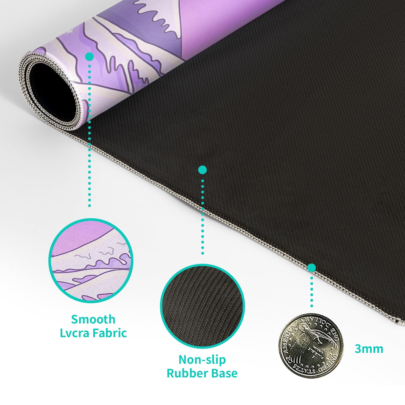 Gaming Mouse Pad – Large Non Slip Mouse Mat with Sea Wave Design, 31.5x11.8 Inch Mousepad