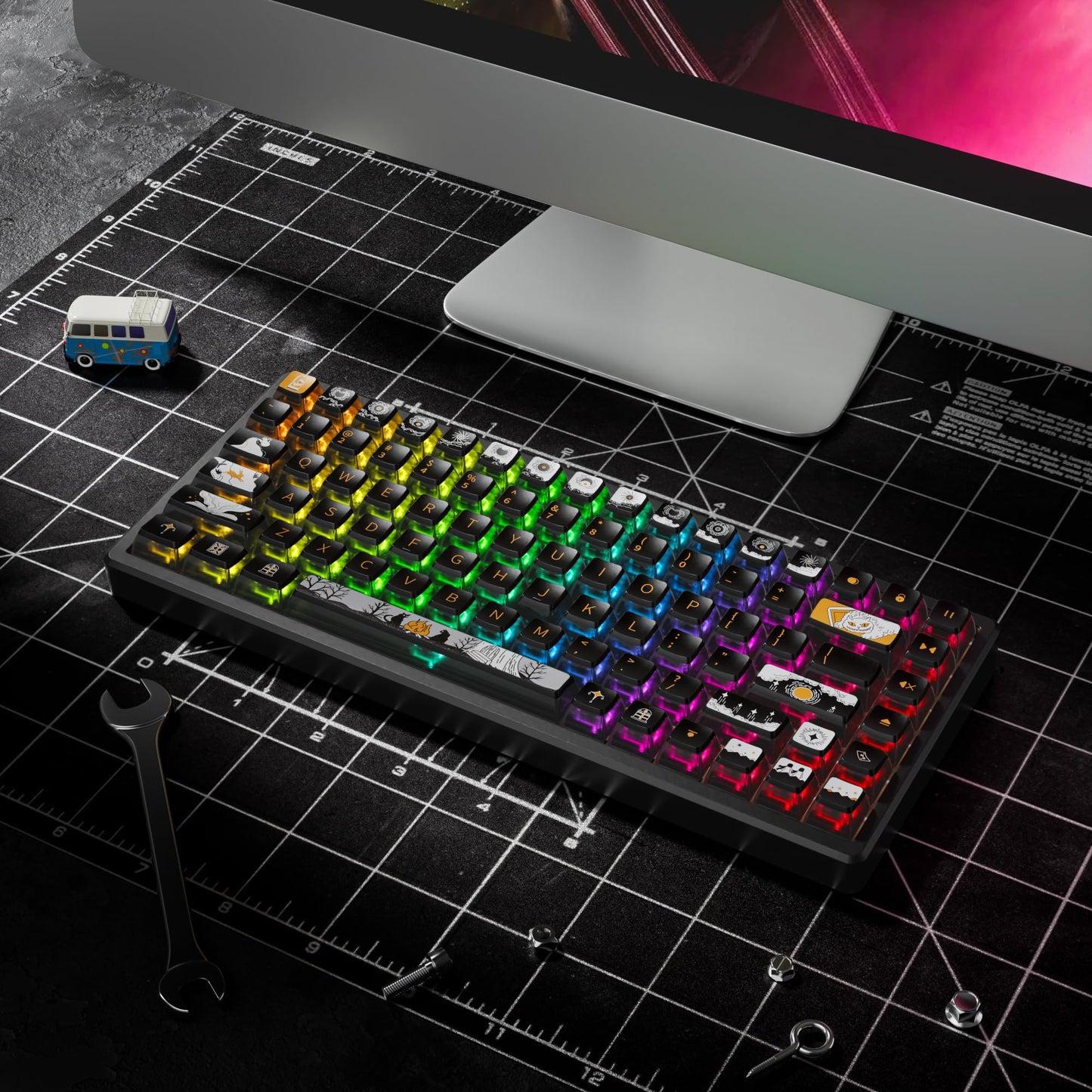GTSP 61 Keycaps 60 Percent, Ducky One 2 Mini Keycaps for Mechanical Keyboard OEM Profile RGB PBT Keycap Set with Key Puller for Cherry MX Switches SK 61/Joker (Only keycaps) Blue
