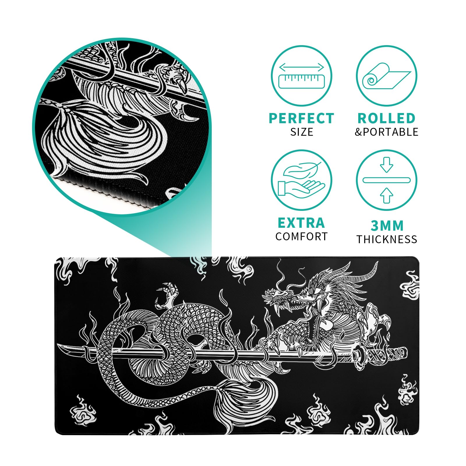 Mountain Gaming Mouse Pad 27.6x11.8 Inch Forest Large Mousepad Extended Grey Mousepad Gaming Non-Slip Rubber Base Stitched Edges Keyboard Mouse Mat Desk Pad for Office Home and Game