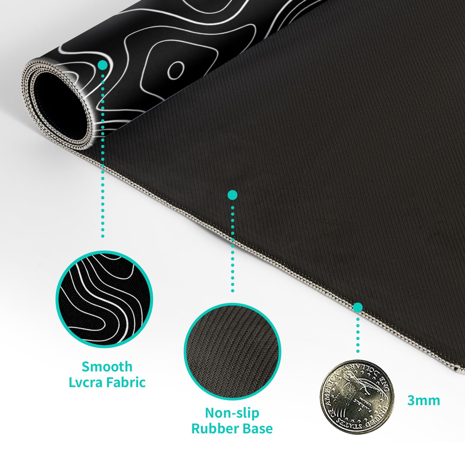 Mountain Gaming Mouse Pad 27.6x11.8 Inch Forest Large Mousepad Extended Grey Mousepad Gaming Non-Slip Rubber Base Stitched Edges Keyboard Mouse Mat Desk Pad for Office Home and Game