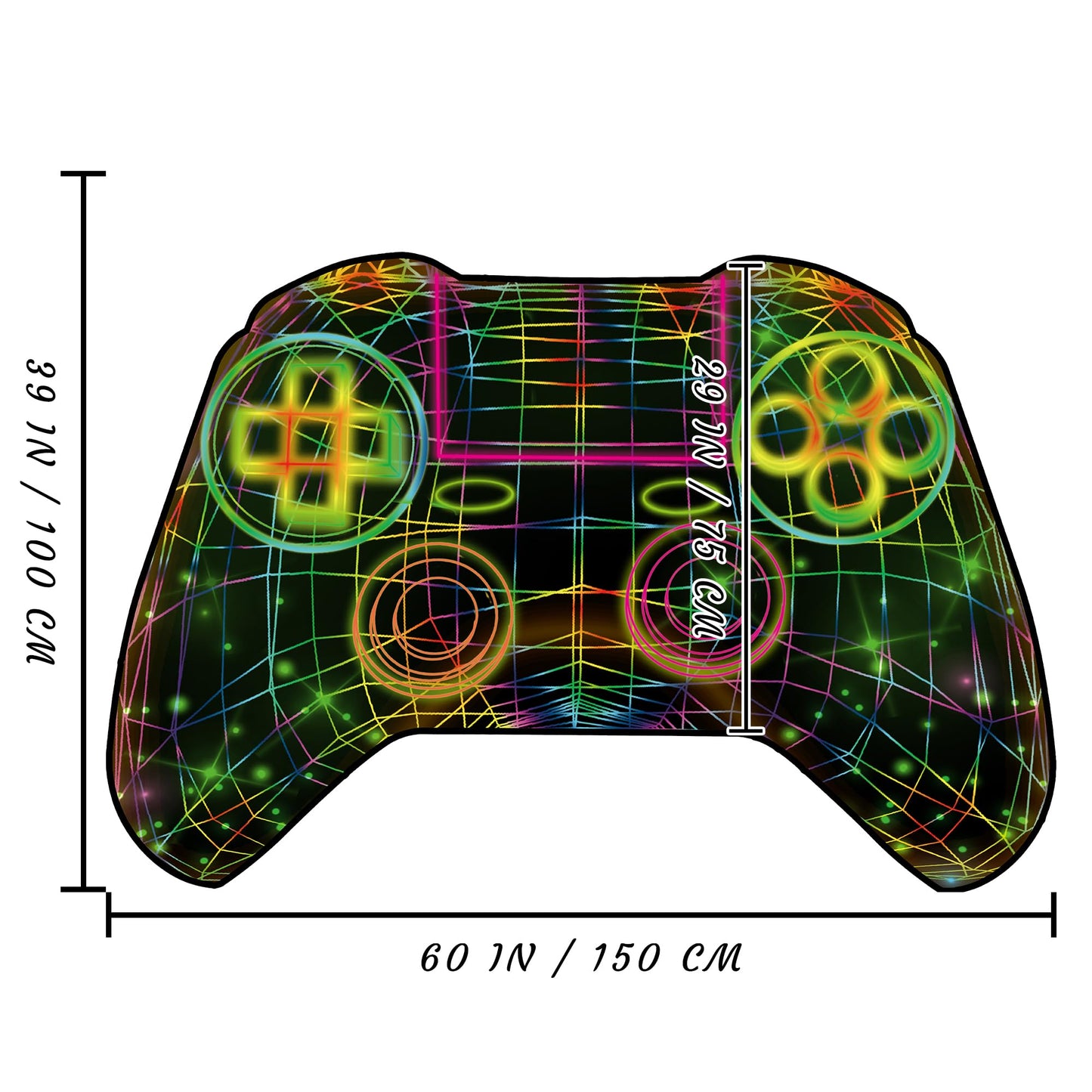 Gaming Rug Teen Boys Carpet Glow in The Blacklight Gamer Rug for Boys Room Playroom Non-Slip Area Rug Kids Boys Girls Game Room Casual Mat (60"x39")