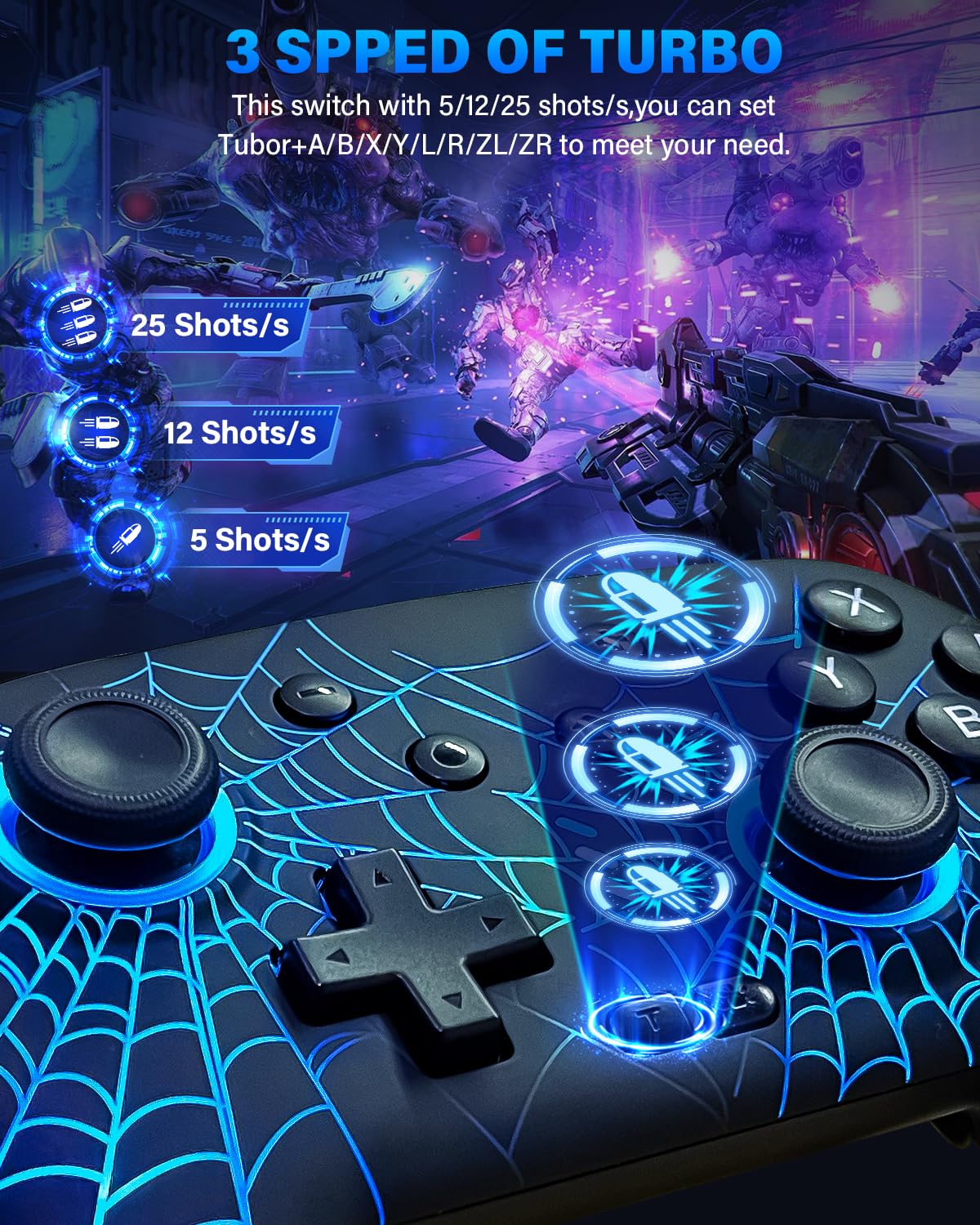 Wireless Switch Controller - Rechargeable Pro Gamepad with RGB Light & Gyro Gaming Accessories