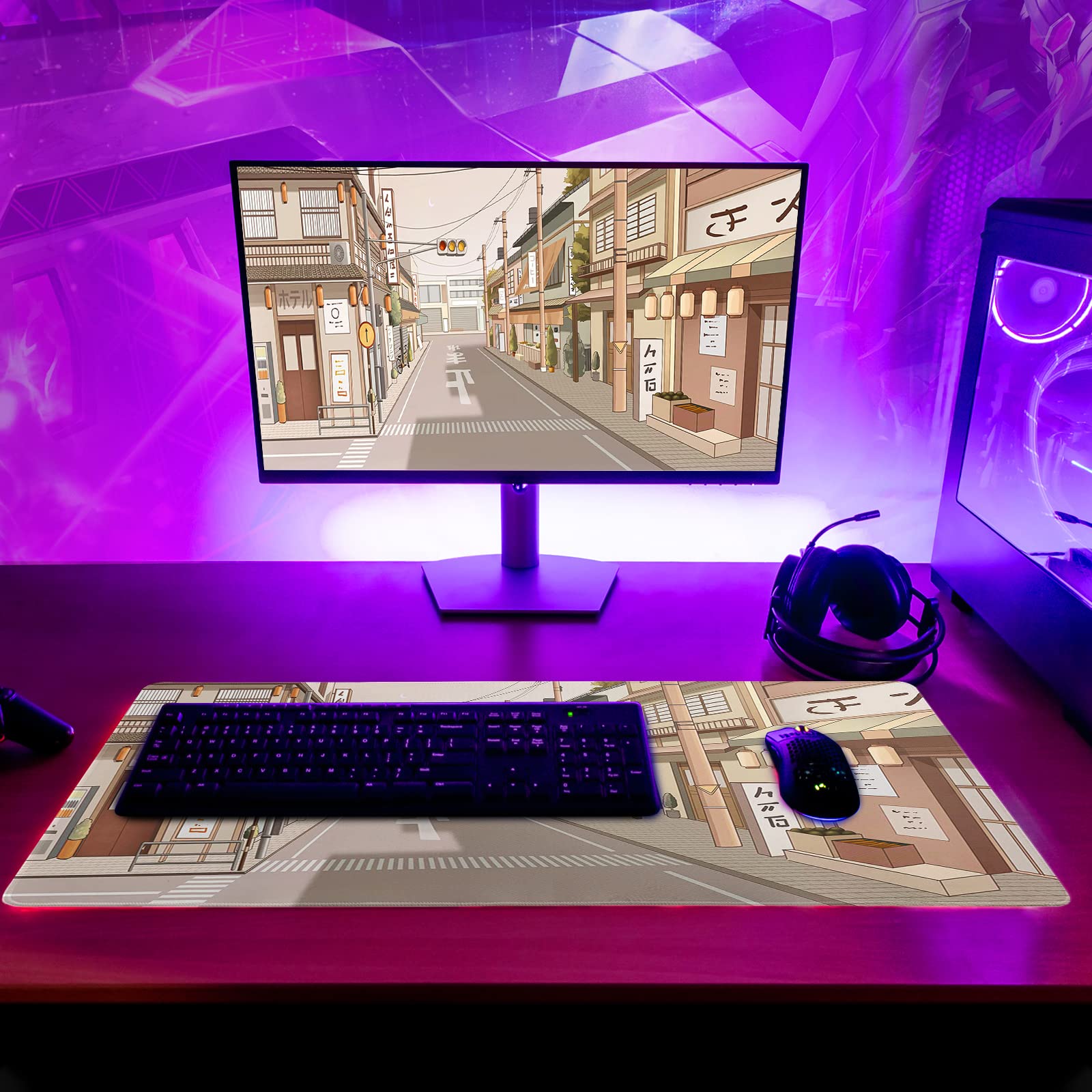 Gaming Mouse Pad – Large Non Slip Mouse Mat with Sea Wave Design, 31.5x11.8 Inch Mousepad
