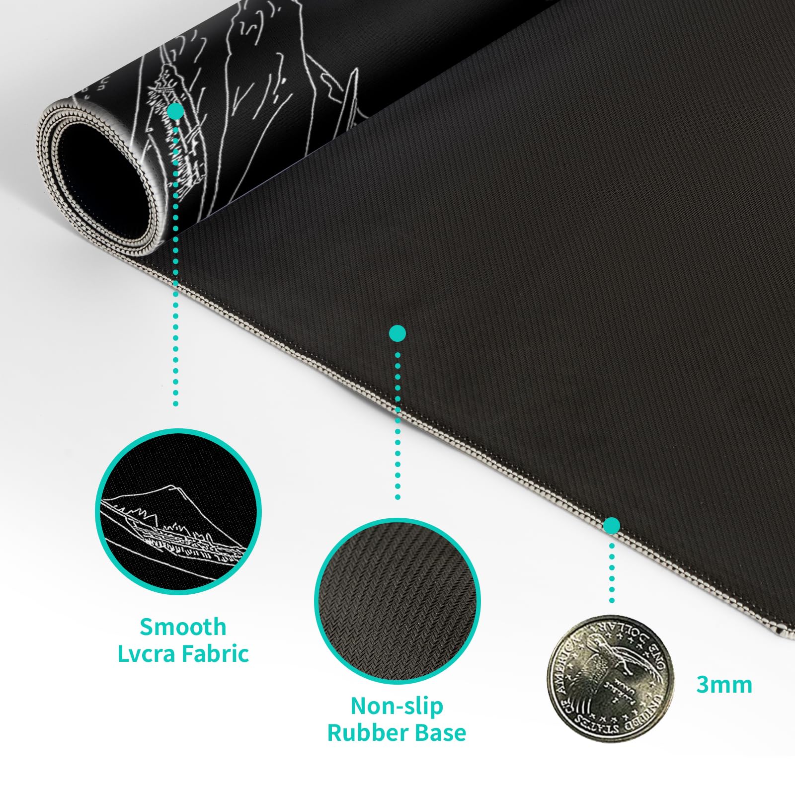Gaming Mouse Pad – Large Non Slip Mouse Mat with Sea Wave Design, 31.5x11.8 Inch Mousepad