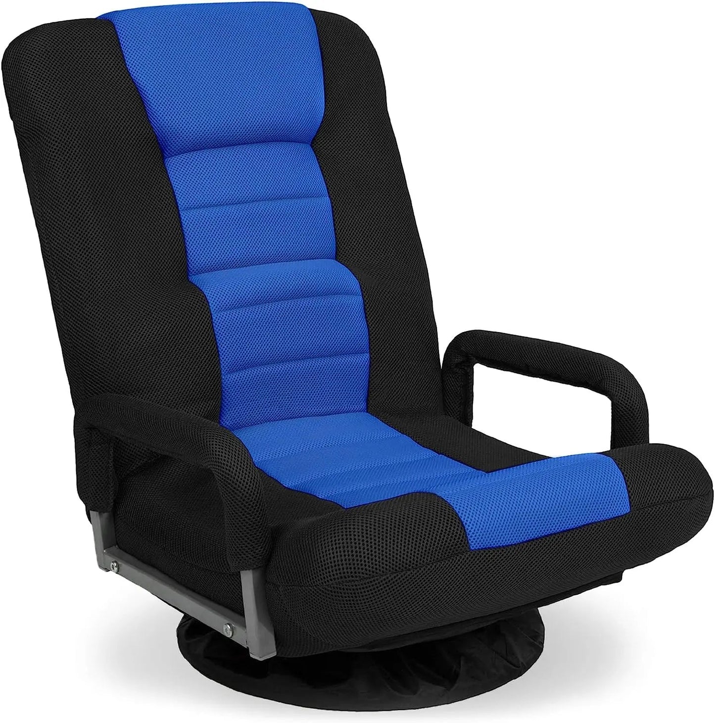 Best Choice Products Swivel Gaming Chair 360 Degree Multipurpose Floor Chair Rocker for TV, Reading, Playing Video Games w/Lumbar Support, Armrest Handles, Adjustable Backrest - Black/Red Black