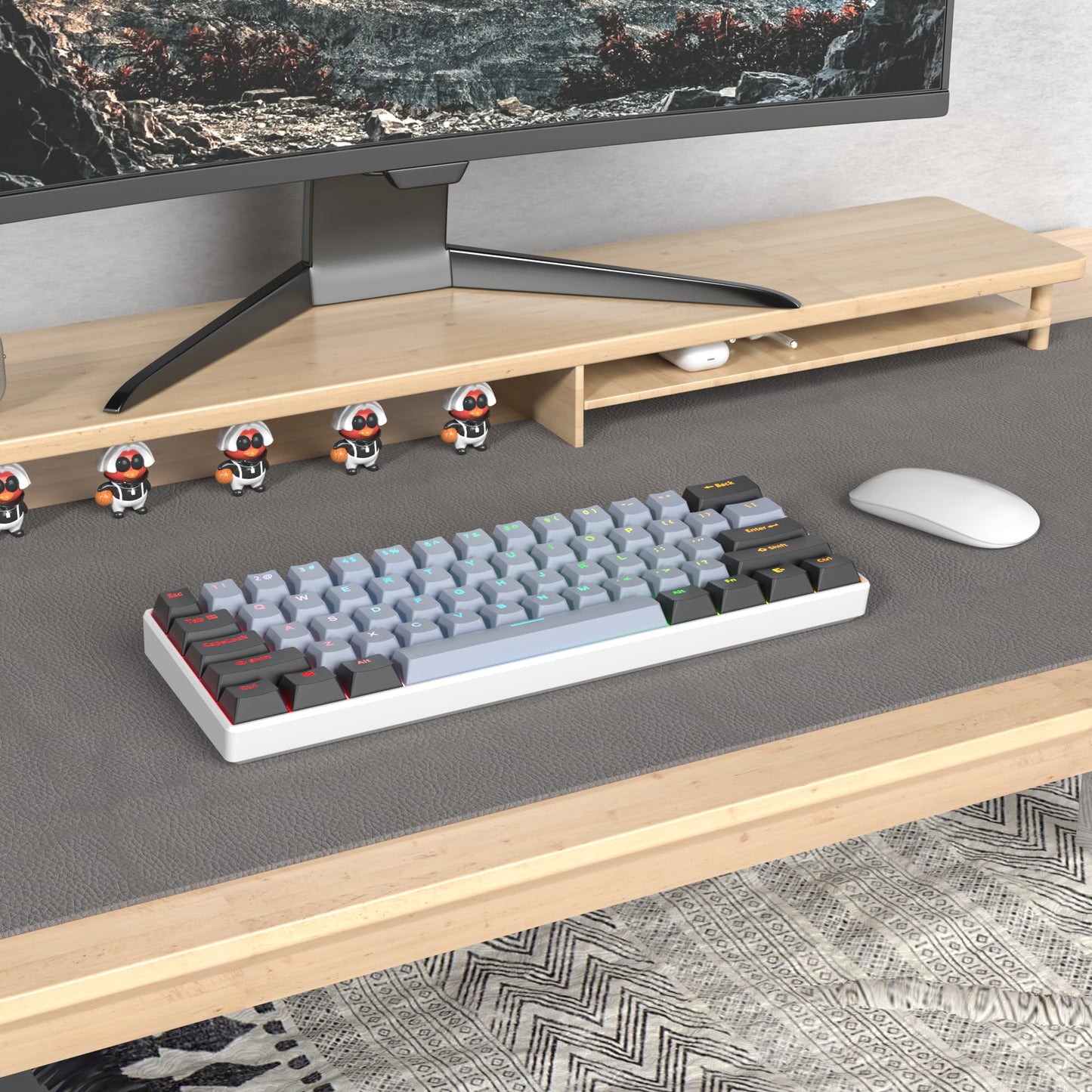GTSP 61 Keycaps 60 Percent, Ducky One 2 Mini Keycaps for Mechanical Keyboard OEM Profile RGB PBT Keycap Set with Key Puller for Cherry MX Switches SK 61/Joker (Only keycaps) Blue