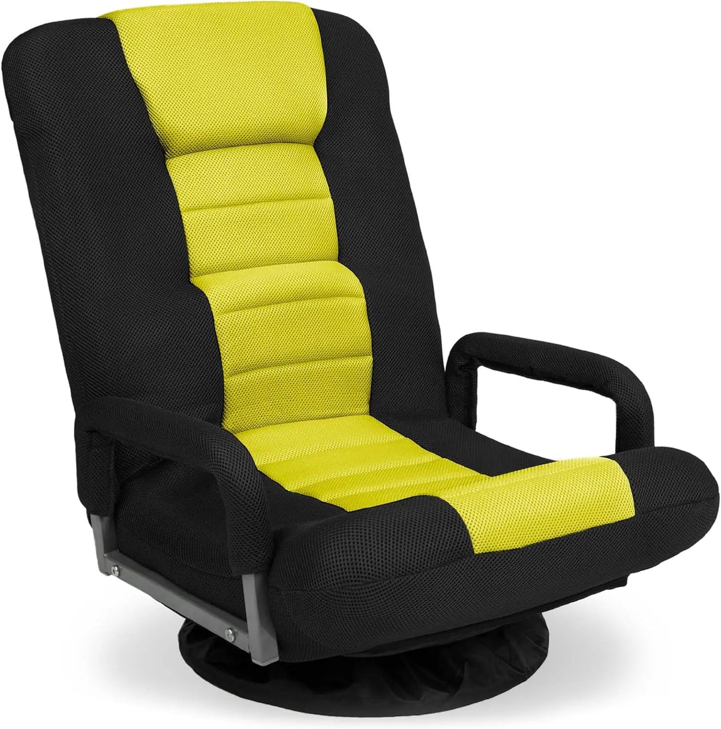 Best Choice Products Swivel Gaming Chair 360 Degree Multipurpose Floor Chair Rocker for TV, Reading, Playing Video Games w/Lumbar Support, Armrest Handles, Adjustable Backrest - Black/Red Black Yellow