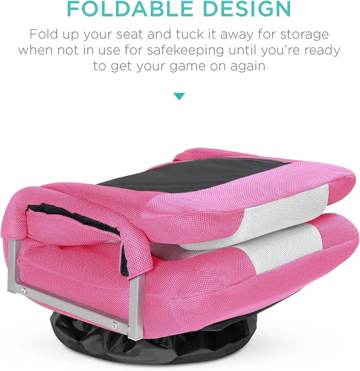 Best Choice Products Swivel Gaming Chair 360 Degree Multipurpose Floor Chair Rocker for TV, Reading, Playing Video Games w/Lumbar Support, Armrest Handles, Adjustable Backrest - Black/Red