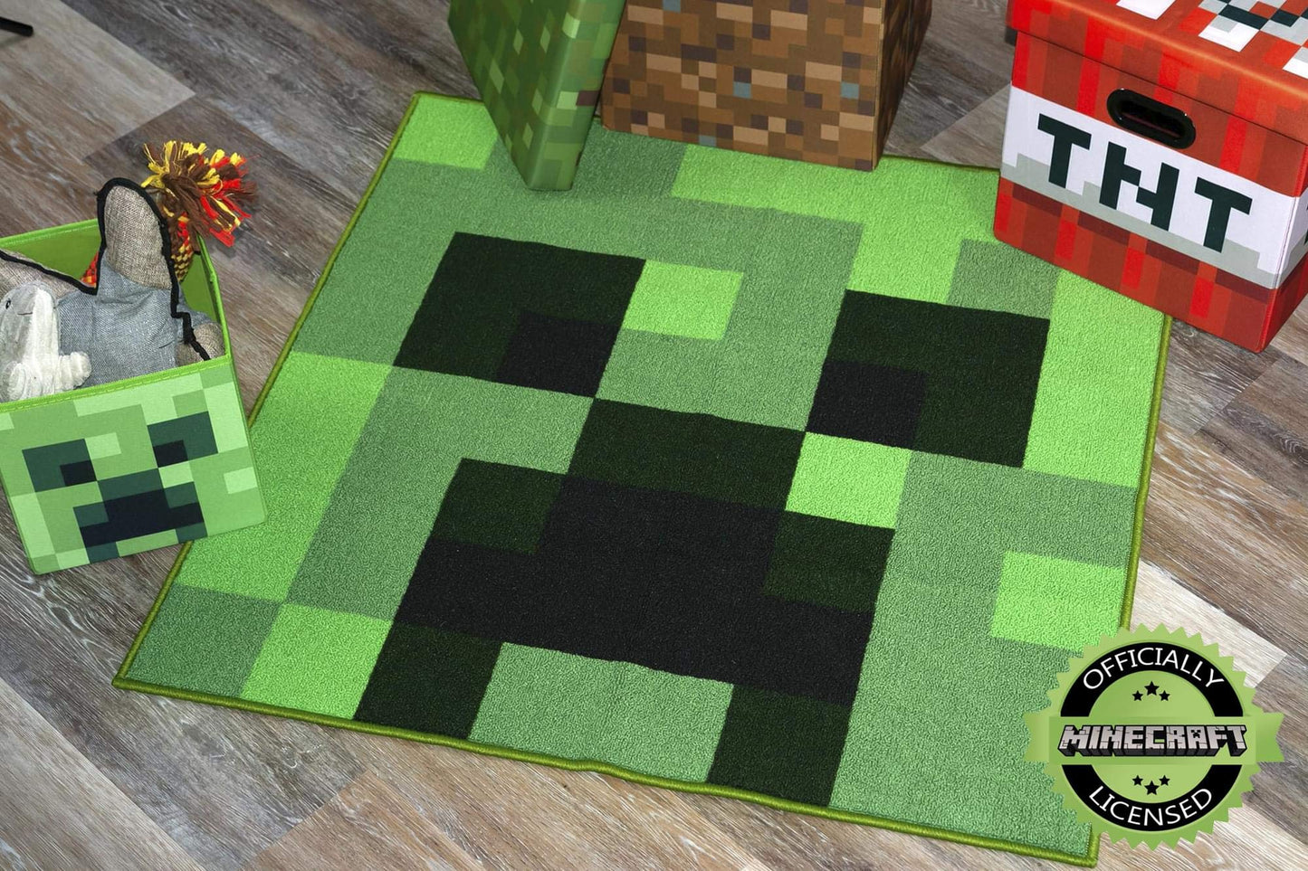 Minecraft Area Rug TNT Block Decorations Merch Video Game Decorations TNT Decorations | 39-Inch Square Area Rug