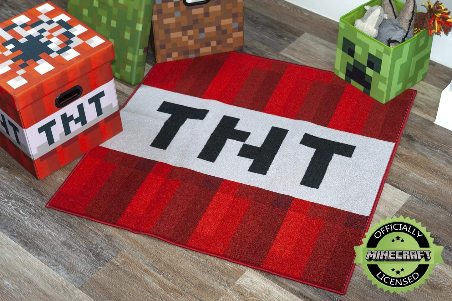 Minecraft Area Rug TNT Block Decorations Merch Video Game Decorations TNT Decorations | 39-Inch Square Area Rug