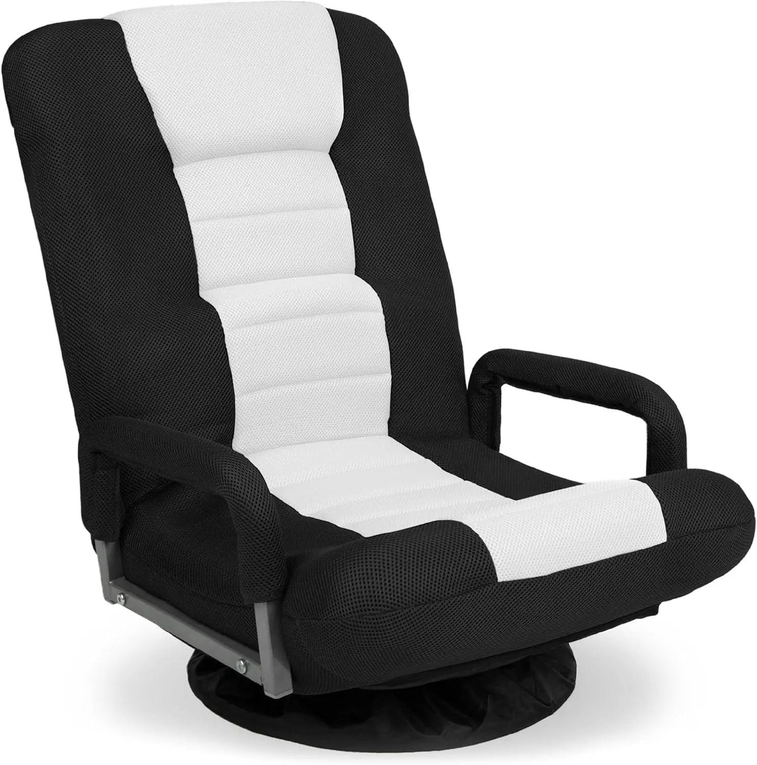 Best Choice Products Swivel Gaming Chair 360 Degree Multipurpose Floor Chair Rocker for TV, Reading, Playing Video Games w/Lumbar Support, Armrest Handles, Adjustable Backrest - Black/Red Black White