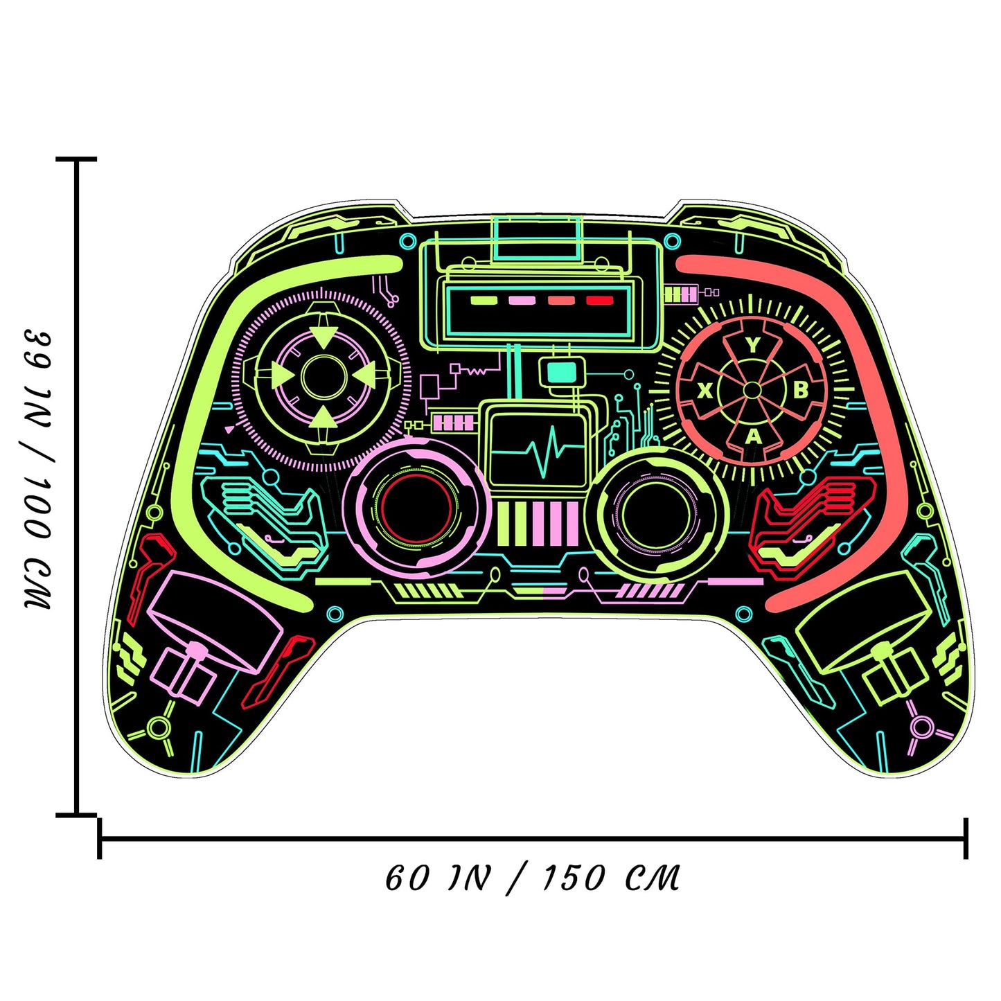 Gaming Rug Teen Boys Carpet Glow in The Blacklight Gamer Rug for Boys Room Playroom Non-Slip Area Rug Kids Boys Girls Game Room Casual Mat (60"x39")