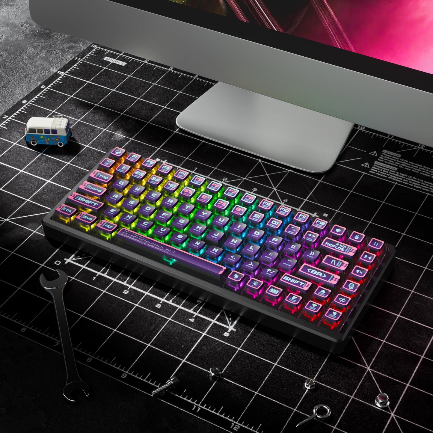 GTSP 61 Keycaps 60 Percent, Ducky One 2 Mini Keycaps for Mechanical Keyboard OEM Profile RGB PBT Keycap Set with Key Puller for Cherry MX Switches SK 61/Joker (Only keycaps) Blue