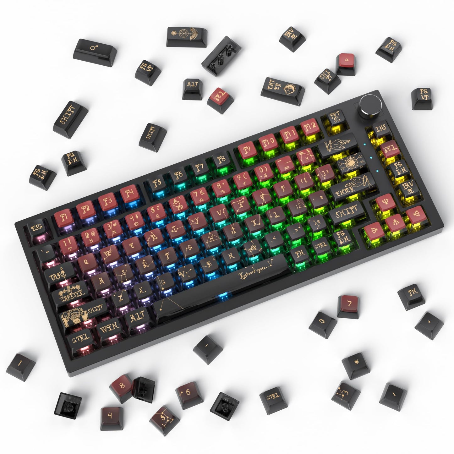 GTSP 61 Keycaps 60 Percent, Ducky One 2 Mini Keycaps for Mechanical Keyboard OEM Profile RGB PBT Keycap Set with Key Puller for Cherry MX Switches SK 61/Joker (Only keycaps) Blue