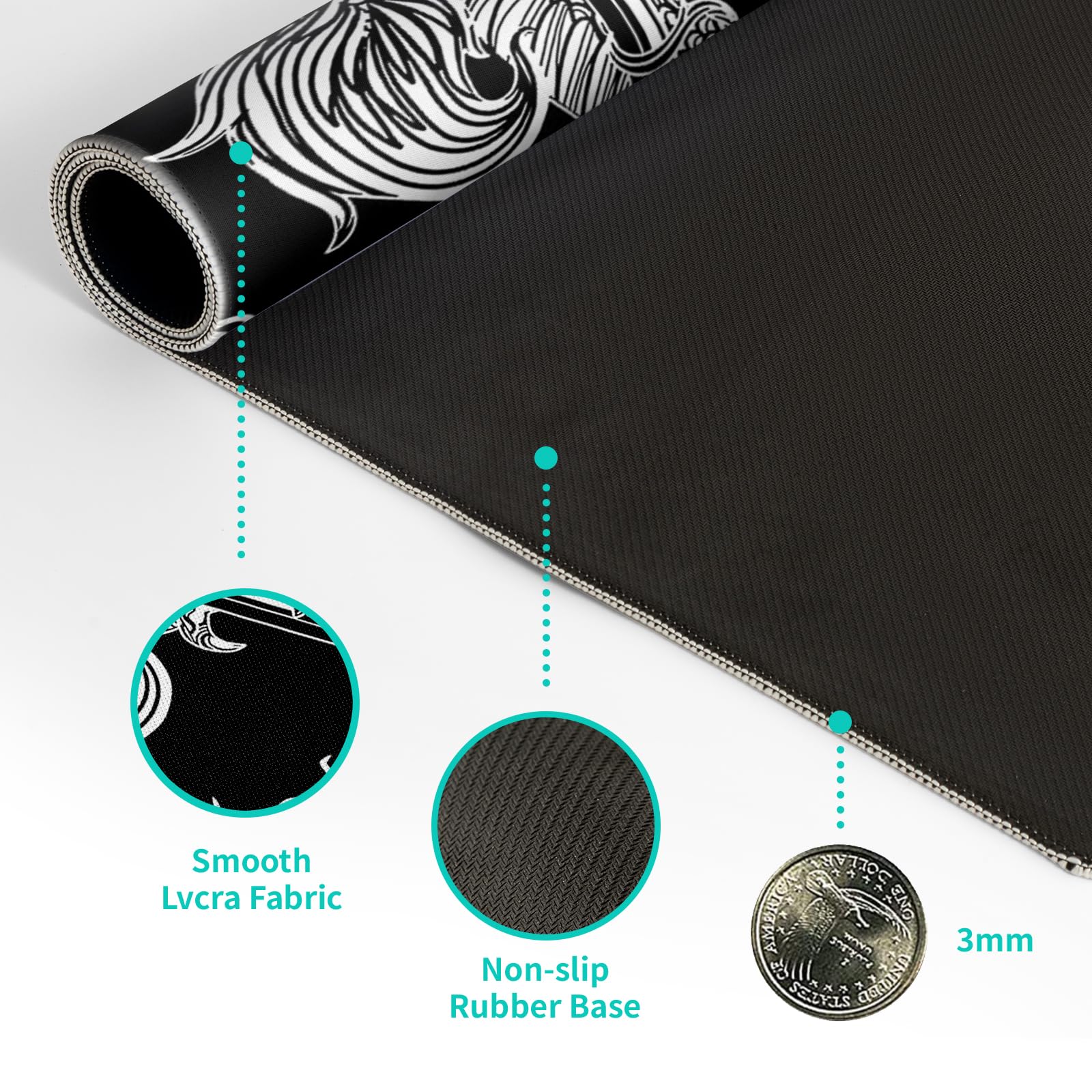 Mountain Gaming Mouse Pad 27.6x11.8 Inch Forest Large Mousepad Extended Grey Mousepad Gaming Non-Slip Rubber Base Stitched Edges Keyboard Mouse Mat Desk Pad for Office Home and Game