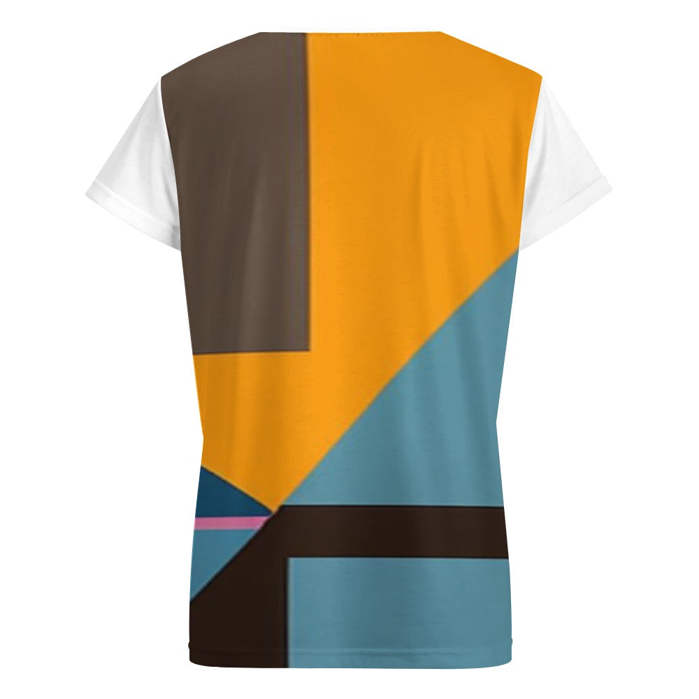 Exclusive GG design Lara Croft Inspired V-Neck T-Shirt in Picasso Style for Women