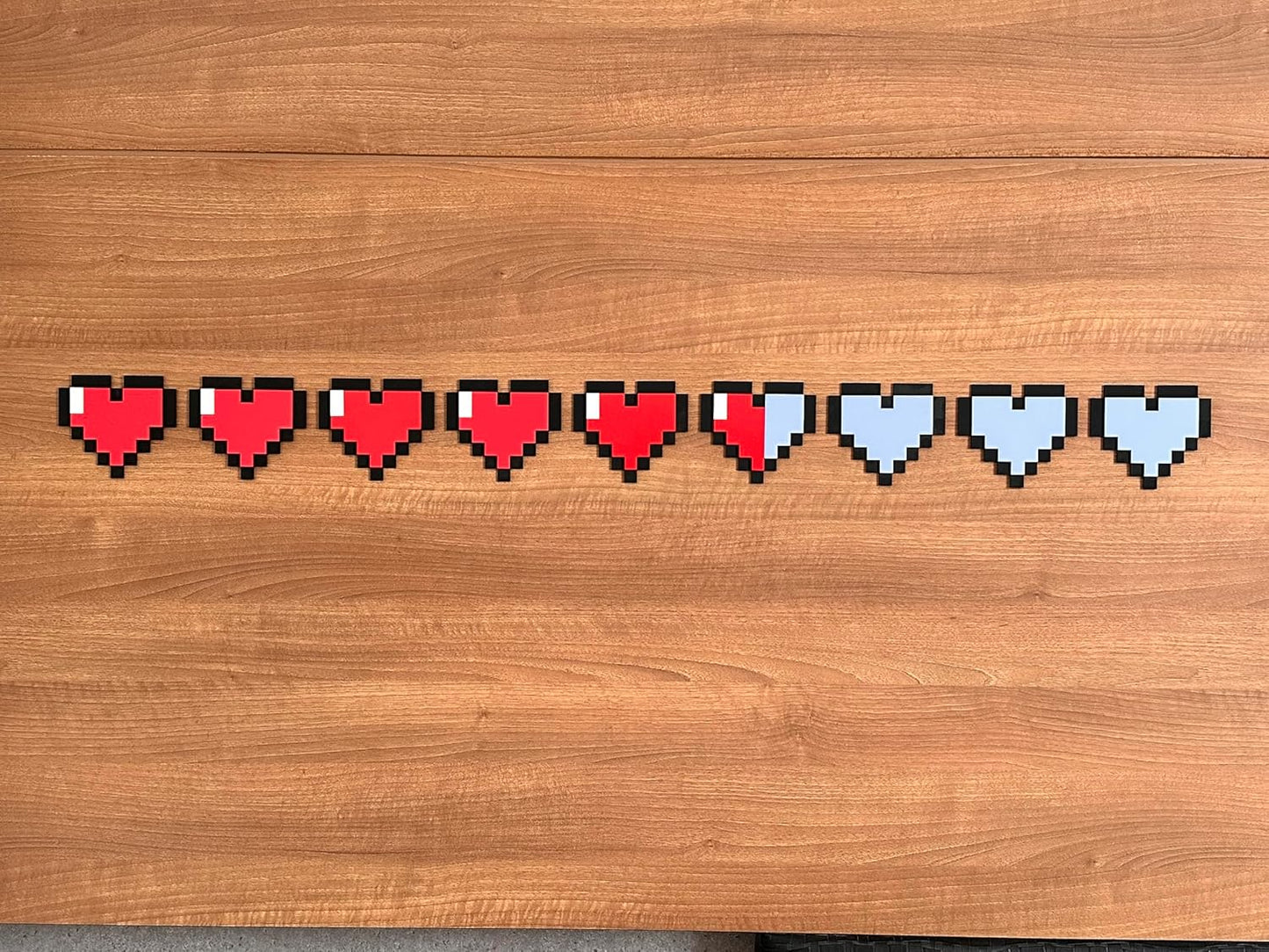 Pixel Heart Decor β Retro Gaming Gifts | 8-Bit Pixel Hearts Wall Art for Gamer Rooms 3 Empty Hearts (Light Blue + Frosted Black) Home Decor
