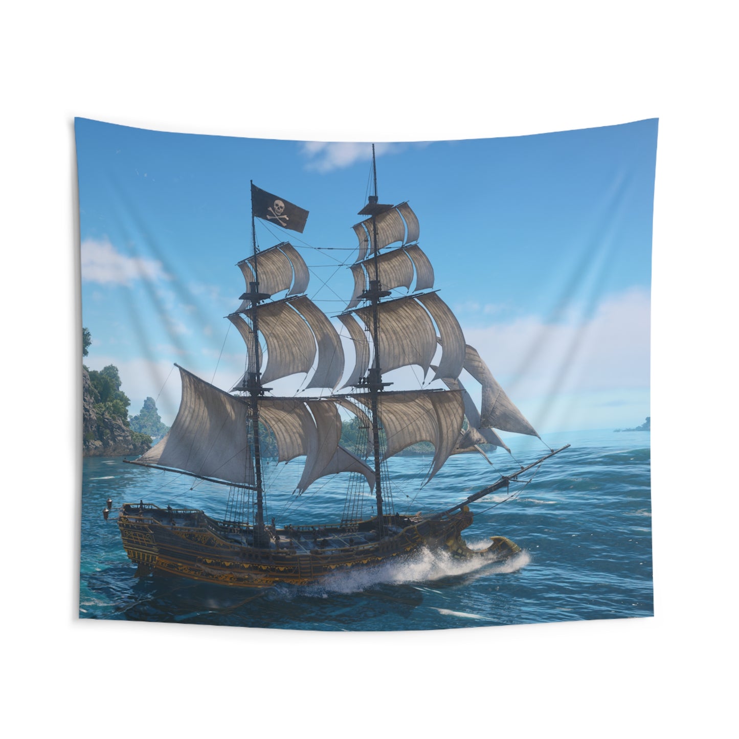 Pirate Ship Wall Tapestry — Nautical Ocean Sailboat Decor
