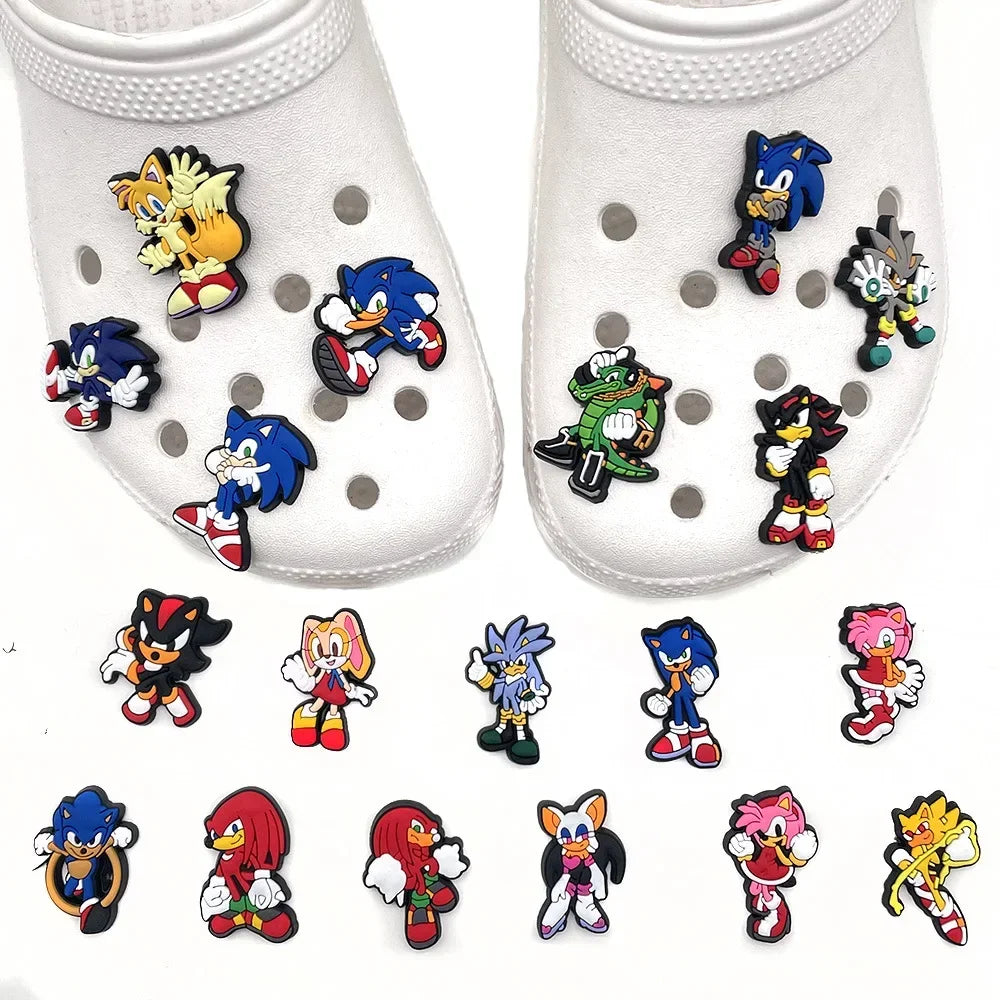 Sonic Croc Charms - 20-Piece Charm Set | Kids Shoe Decorations & Accessories Charms