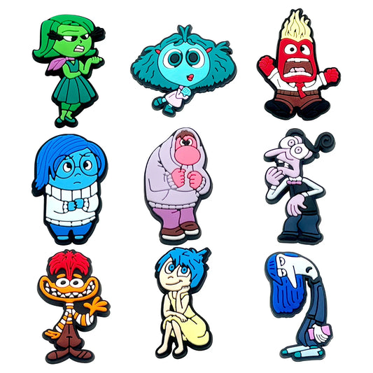 Inside Out Croc Charms – 9 Piece Disney Shoe Accessories Set | Playful Emotional Decorations 9 pcs Charms