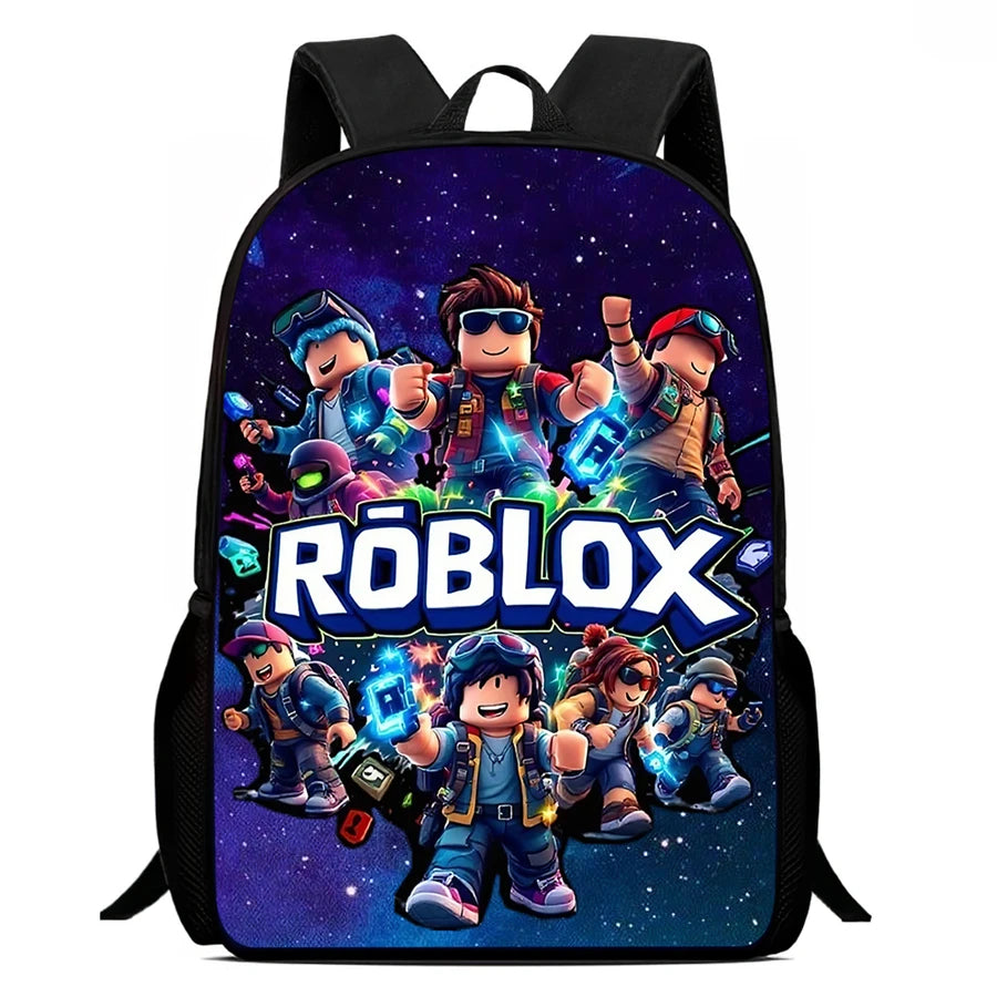 Roblox 15-Inch Kids Backpack - Lightweight Cartoon Print with Adjustable Straps for Boys and Girls