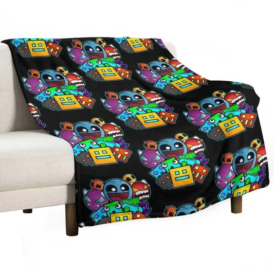 Geometry Dash Throw Blanket – Soft Geometric Gaming Throw For Cozy Snuggle Blanket