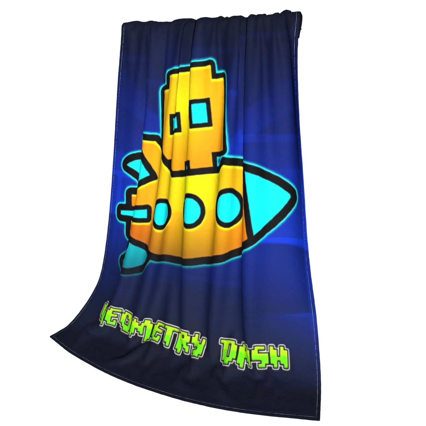Geometry Dash Cube Game Blanket Flannel Cozy Ultra-Soft Throw Blankets for Bedroom Rug Piece
