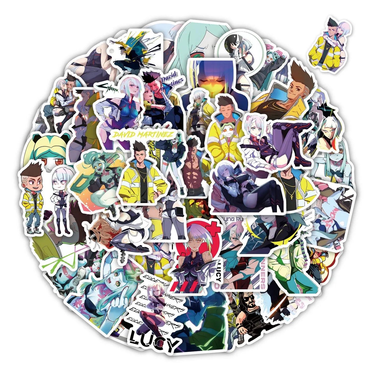 60PCS Cyberpunk: Edgerunners Stickers – Waterproof Vinyl Decals for Laptops, Cars, Water Bottles & More