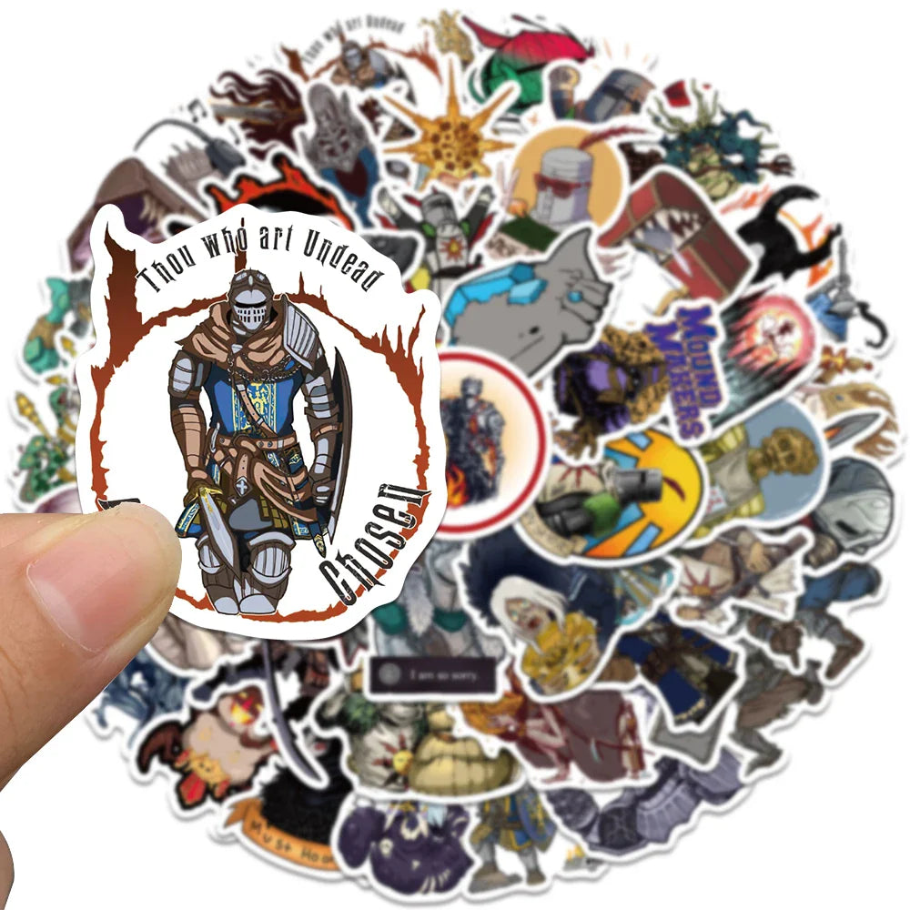 50PCS Dark Souls Themed Sticker Set – Waterproof Vinyl Decals for Laptops, Water Bottles, Consoles & More