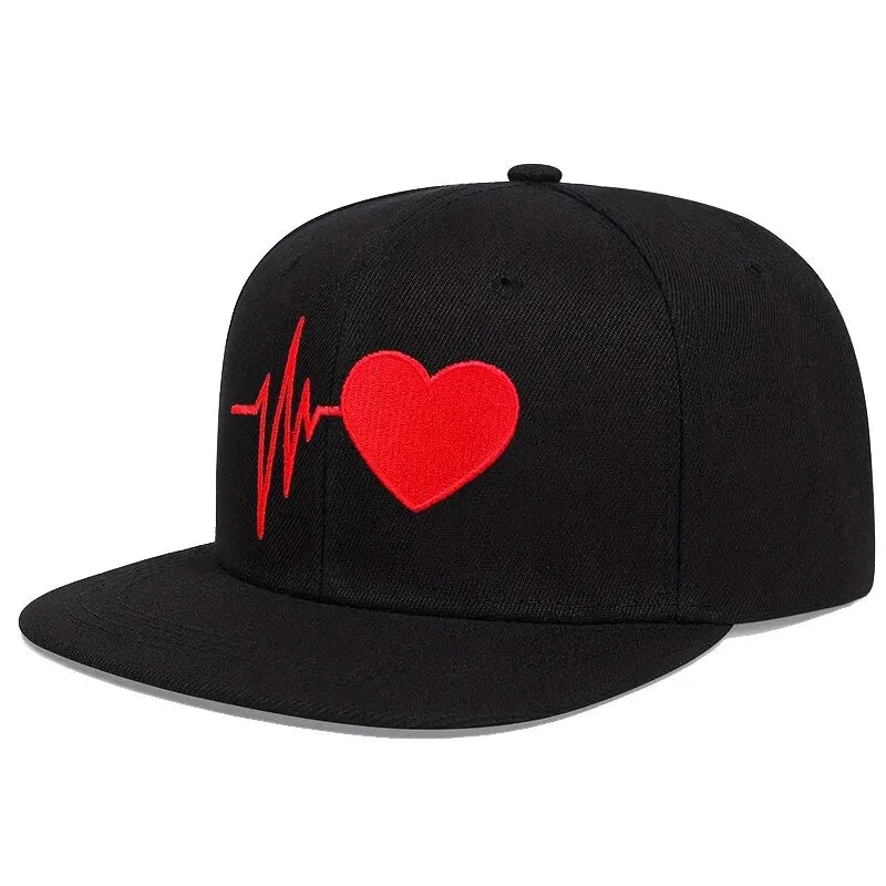 Electrocardio Gamer Hat – Stylish Heart Pulse Baseball Cap by ShopGapoGoods Black red Hats