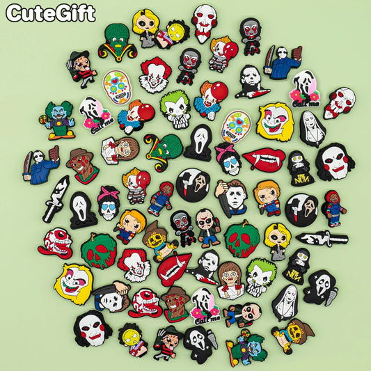 Horror Croc Charms – Durable PVC Collectible Shoe Charms Featuring Freddy, Jason & Pennywise Charms