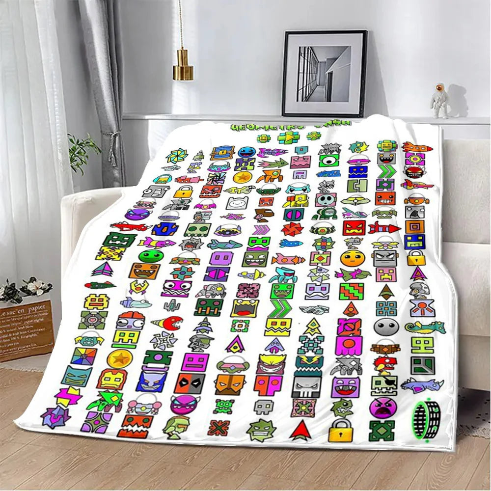 Geometry Dash Blanket – Soft Cozy Printed Throw Blanket for Gaming Room Decor 1535CS24902A4 102x127cm-Gai Blanket