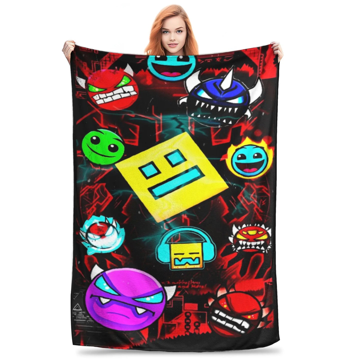 The Geometry Dash Gaming Meme Merch Blankets