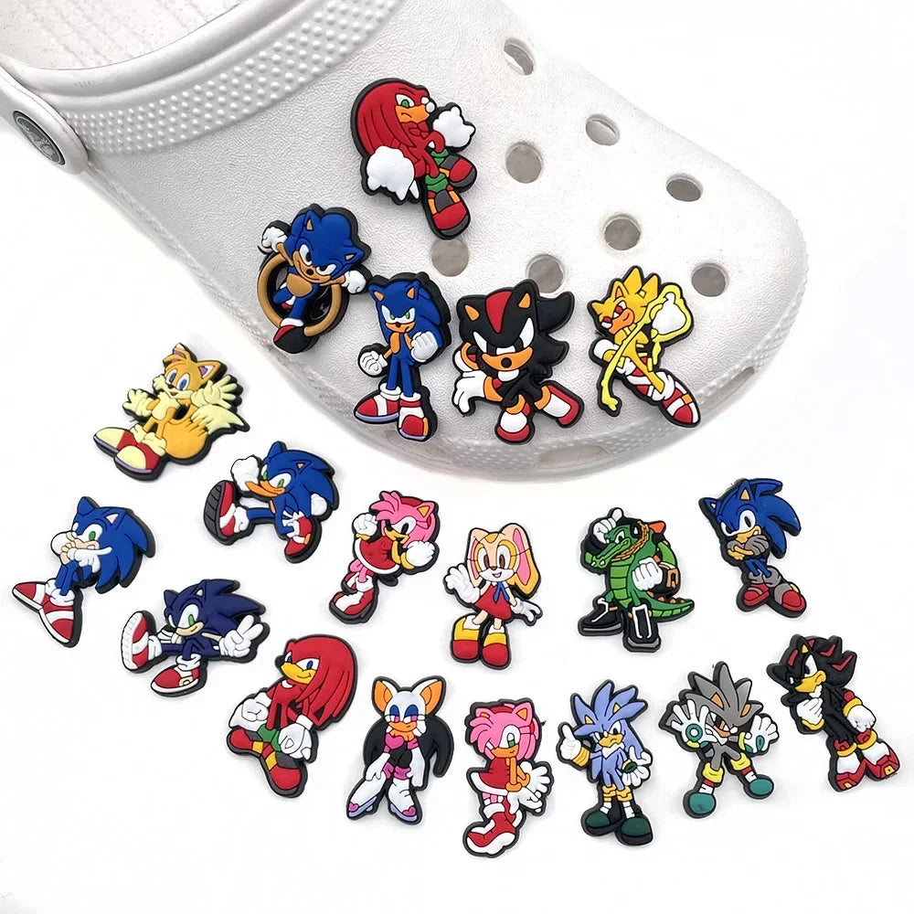 Sonic Croc Charms - 20-Piece Charm Set | Kids Shoe Decorations & Accessories Charms
