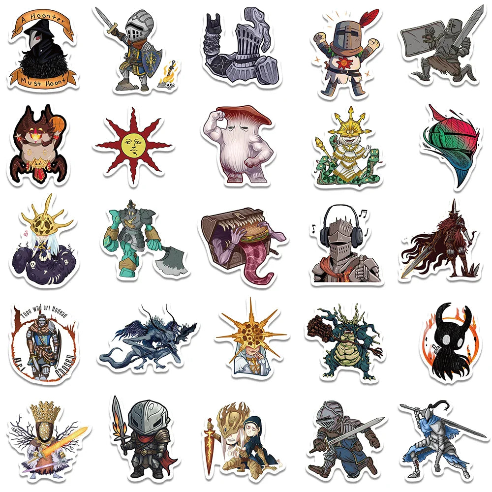 50PCS Dark Souls Themed Sticker Set – Waterproof Vinyl Decals for Laptops, Water Bottles, Consoles & More